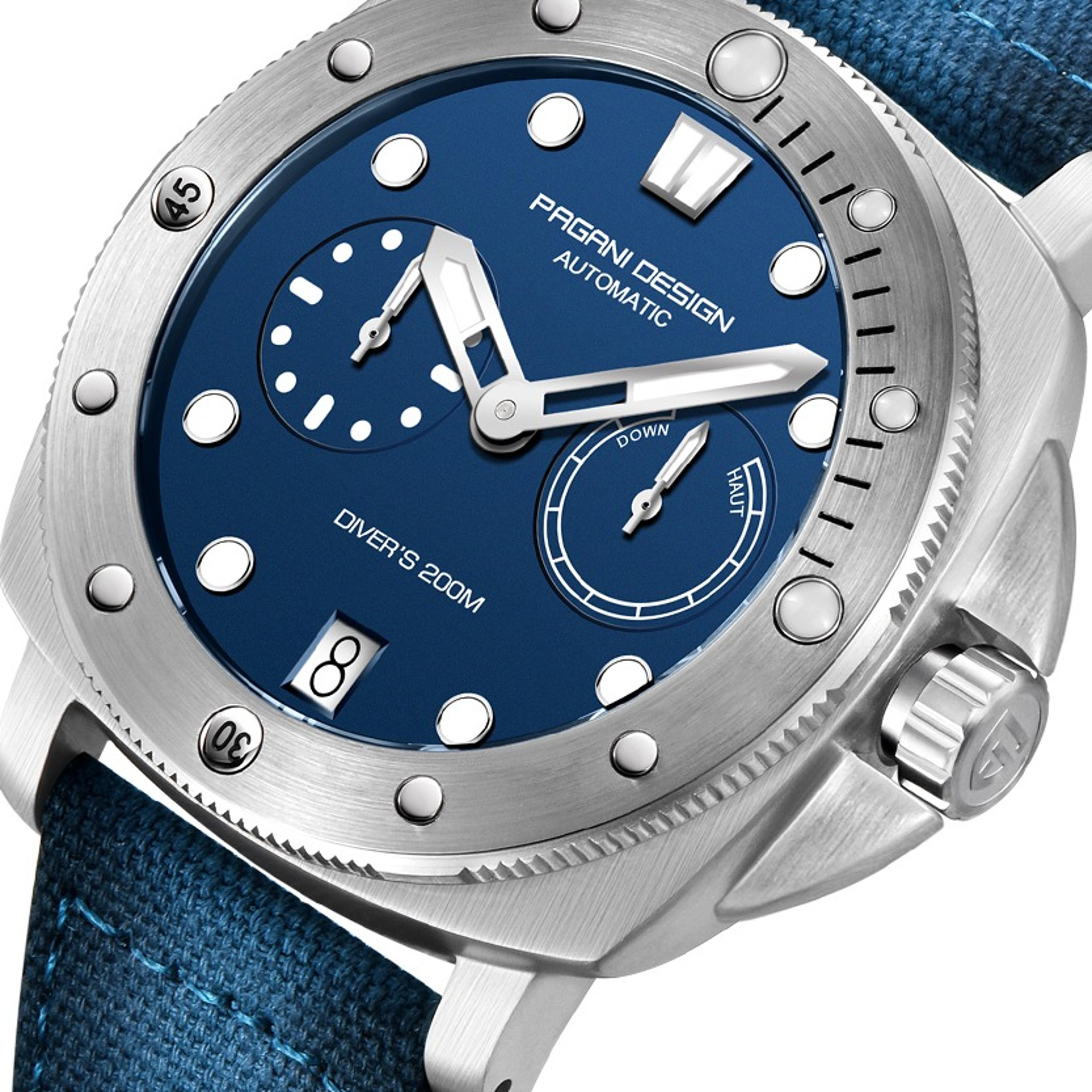 mens automatic diver watch with sapphire crystal and high water resistance