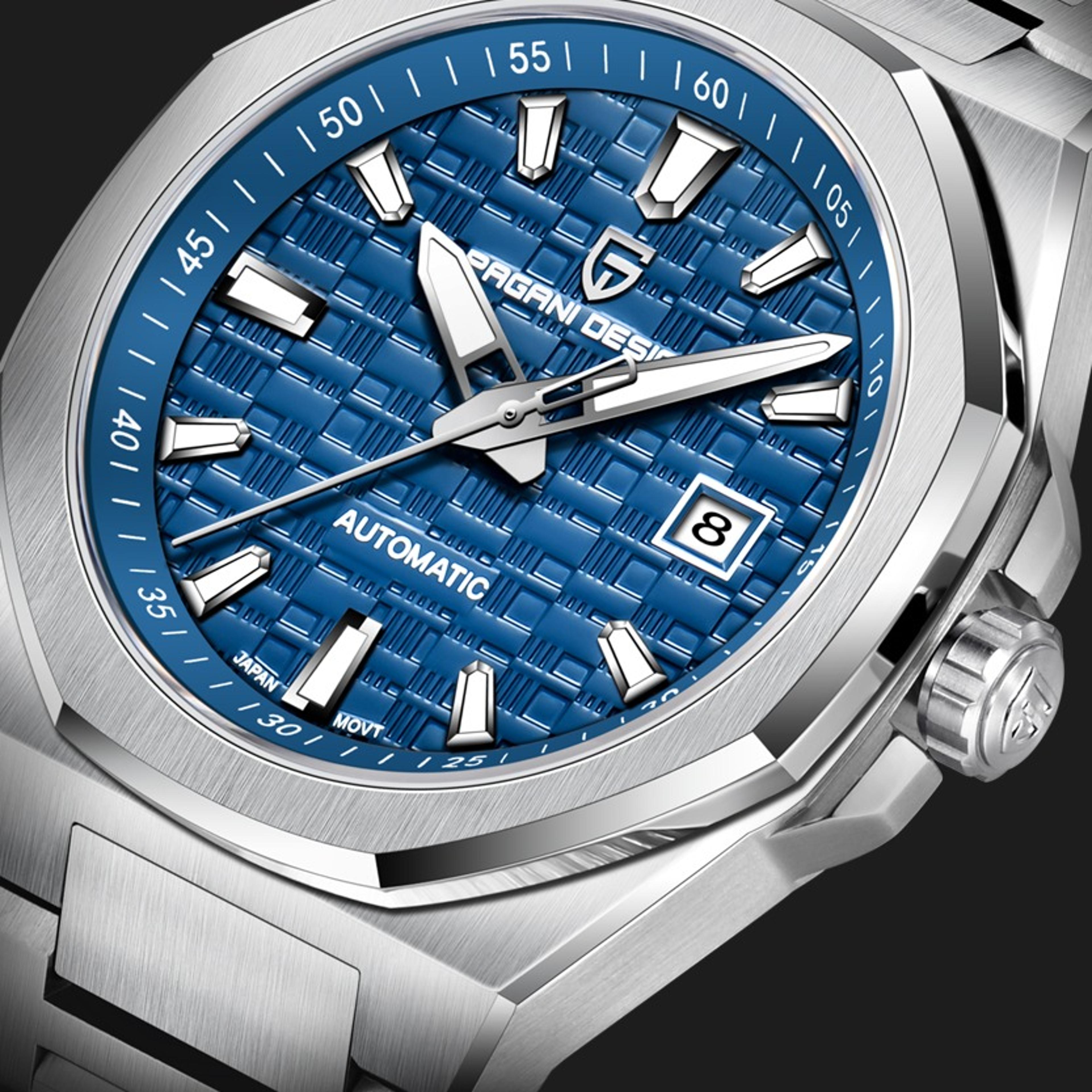 vintage automatic mechanical men's watch with sapphire glass