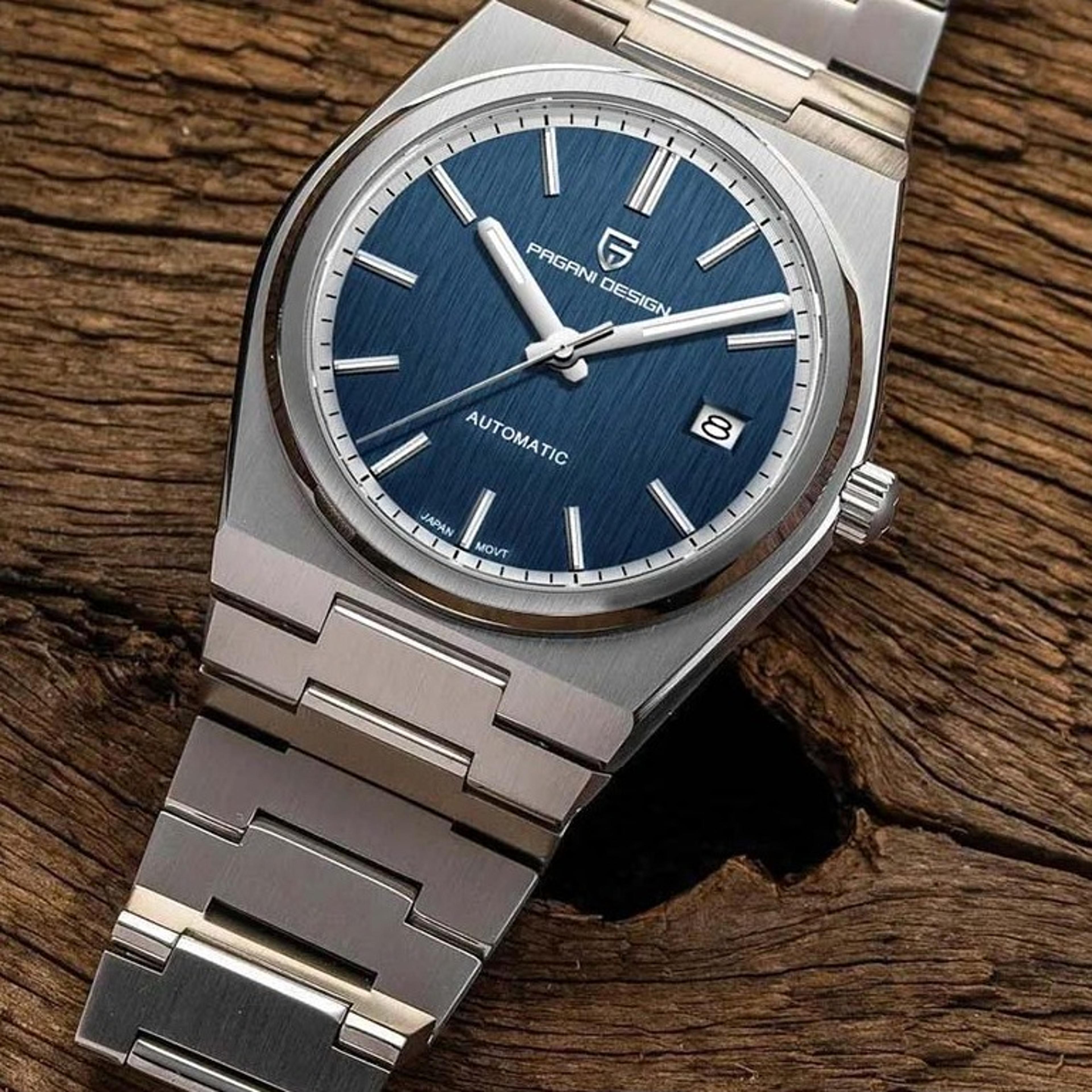 mens automatic mechanical watch with sapphire crystal & stainless steel waterproof design
