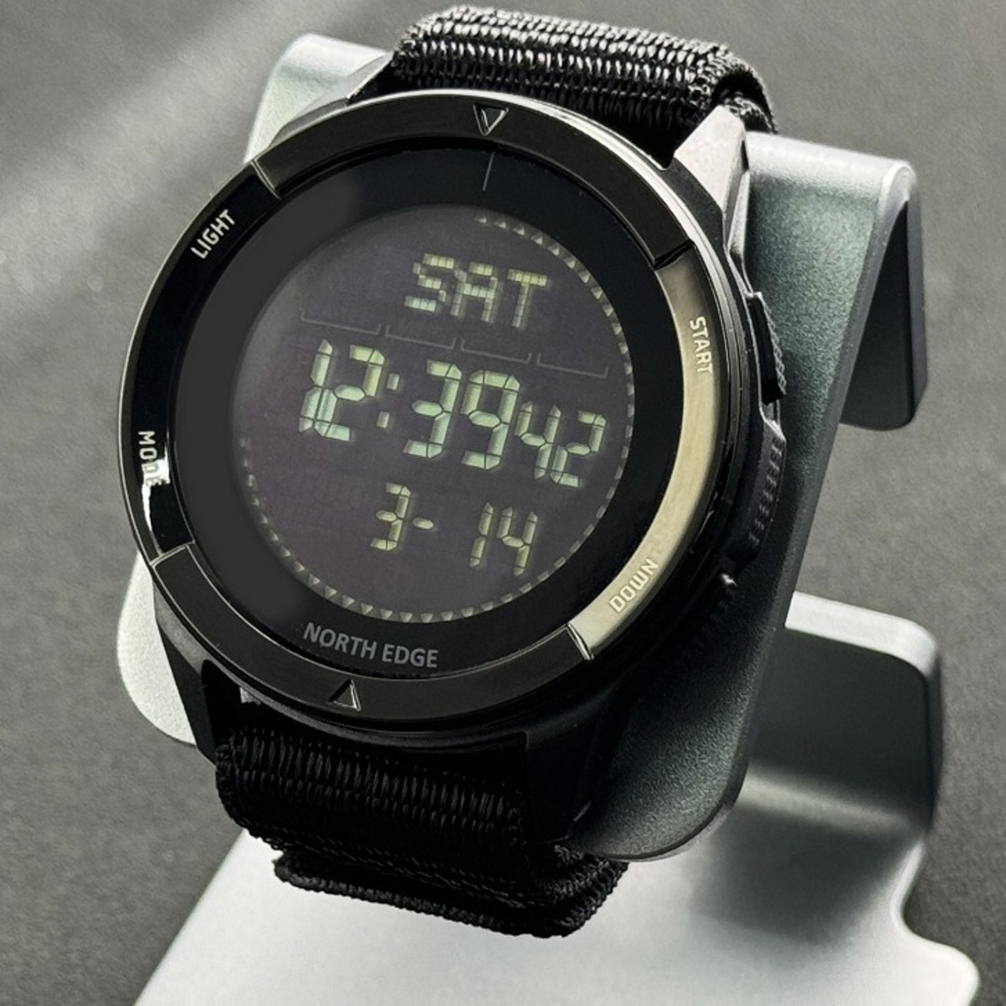 waterproof digital sports watch for men with carbon fiber case compass and nylon strap