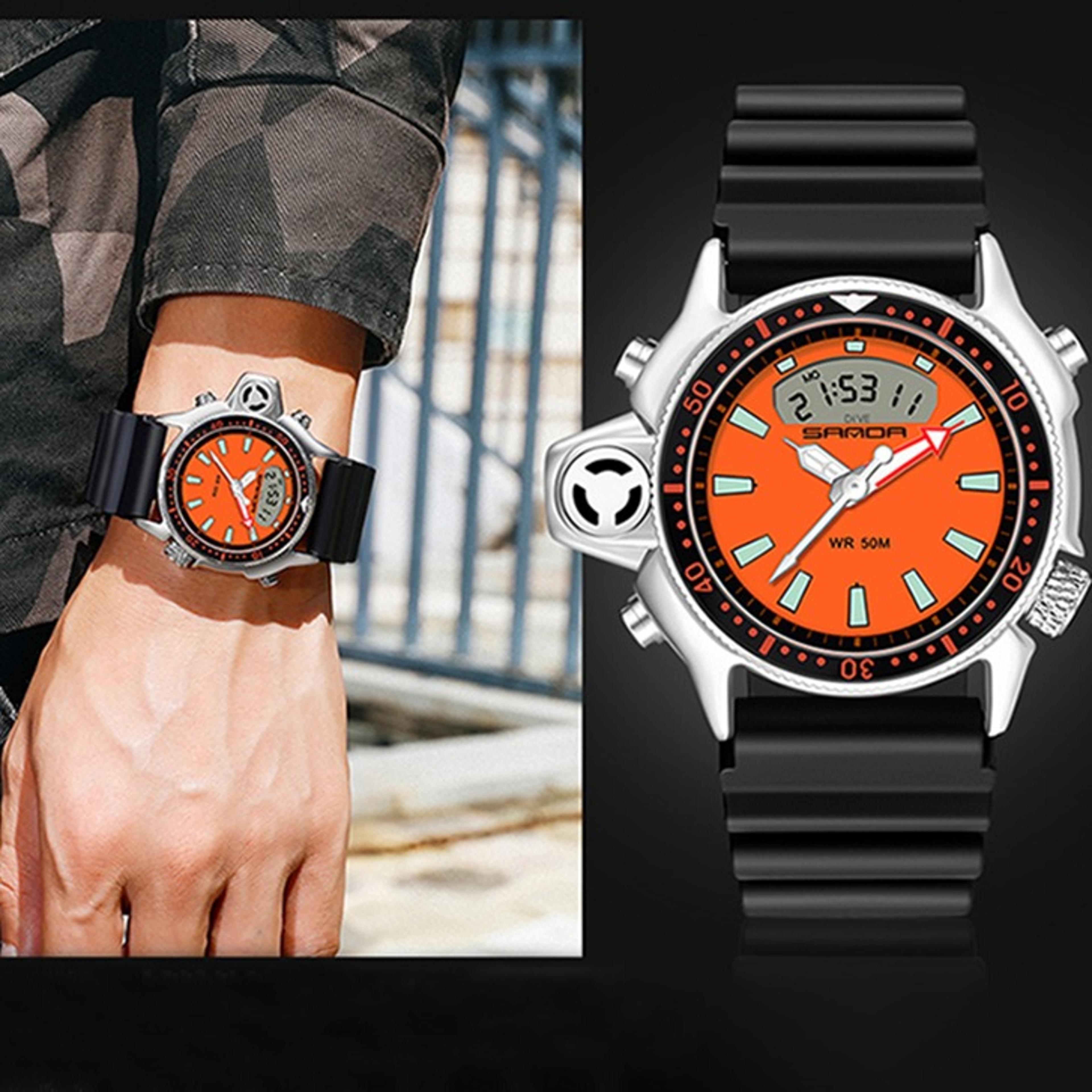 led dual display military sports watch waterproof outdoor quartz wristwatch