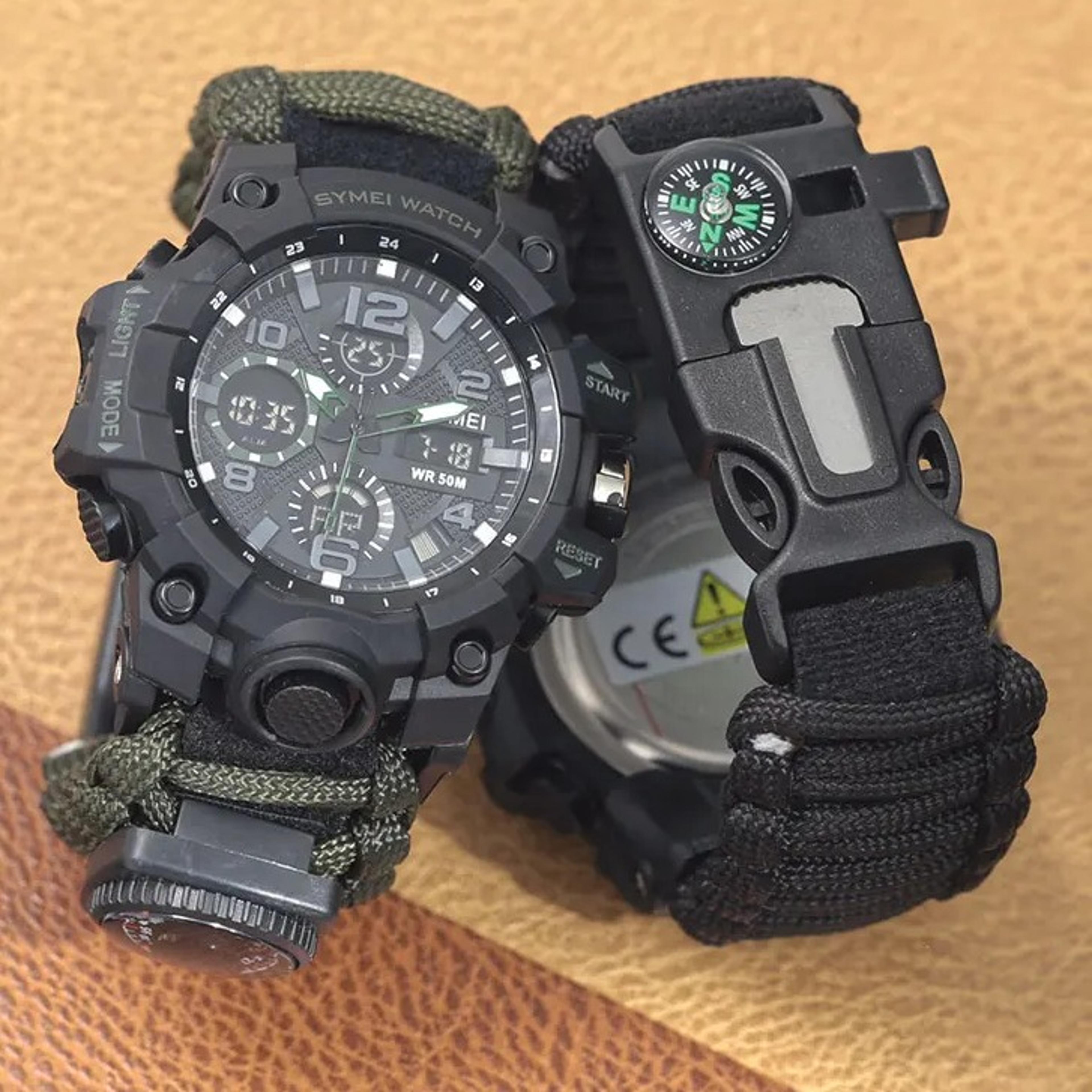 outdoor survival military watch with compass thermometer led waterproof design