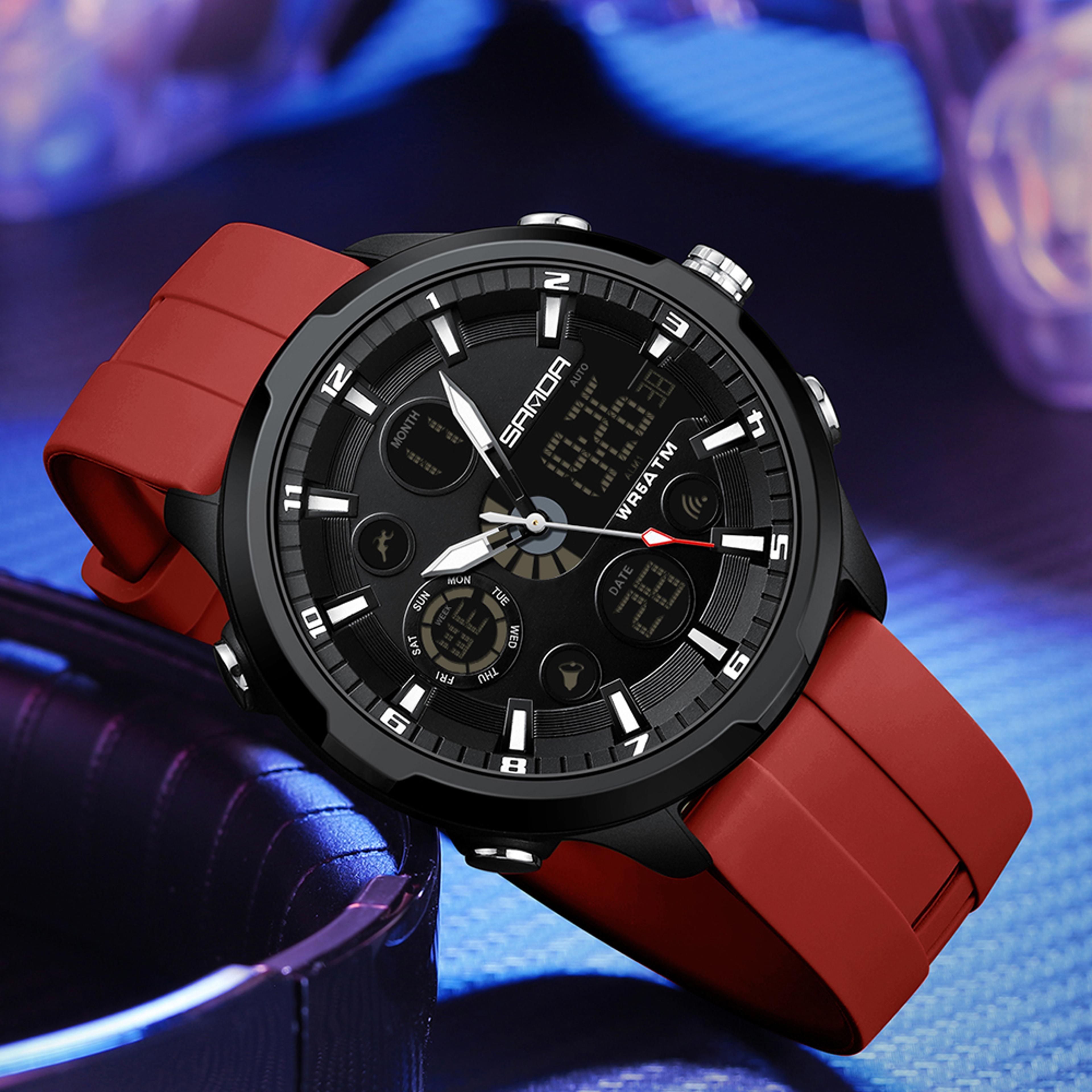 digital military sports watch for men waterproof led quartz wristwatch