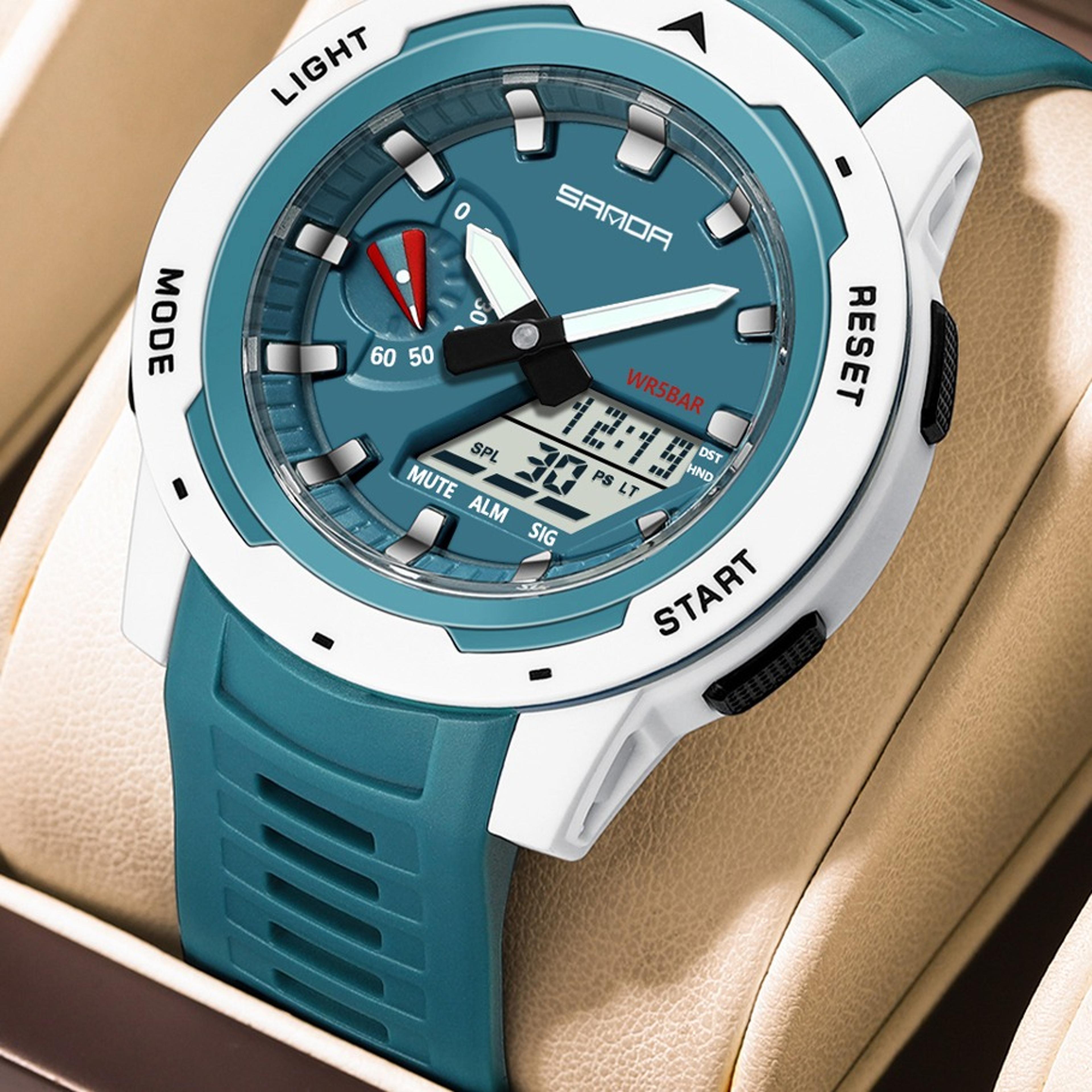 mens digital sport wristwatch waterproof shockproof chronograph with luminous display