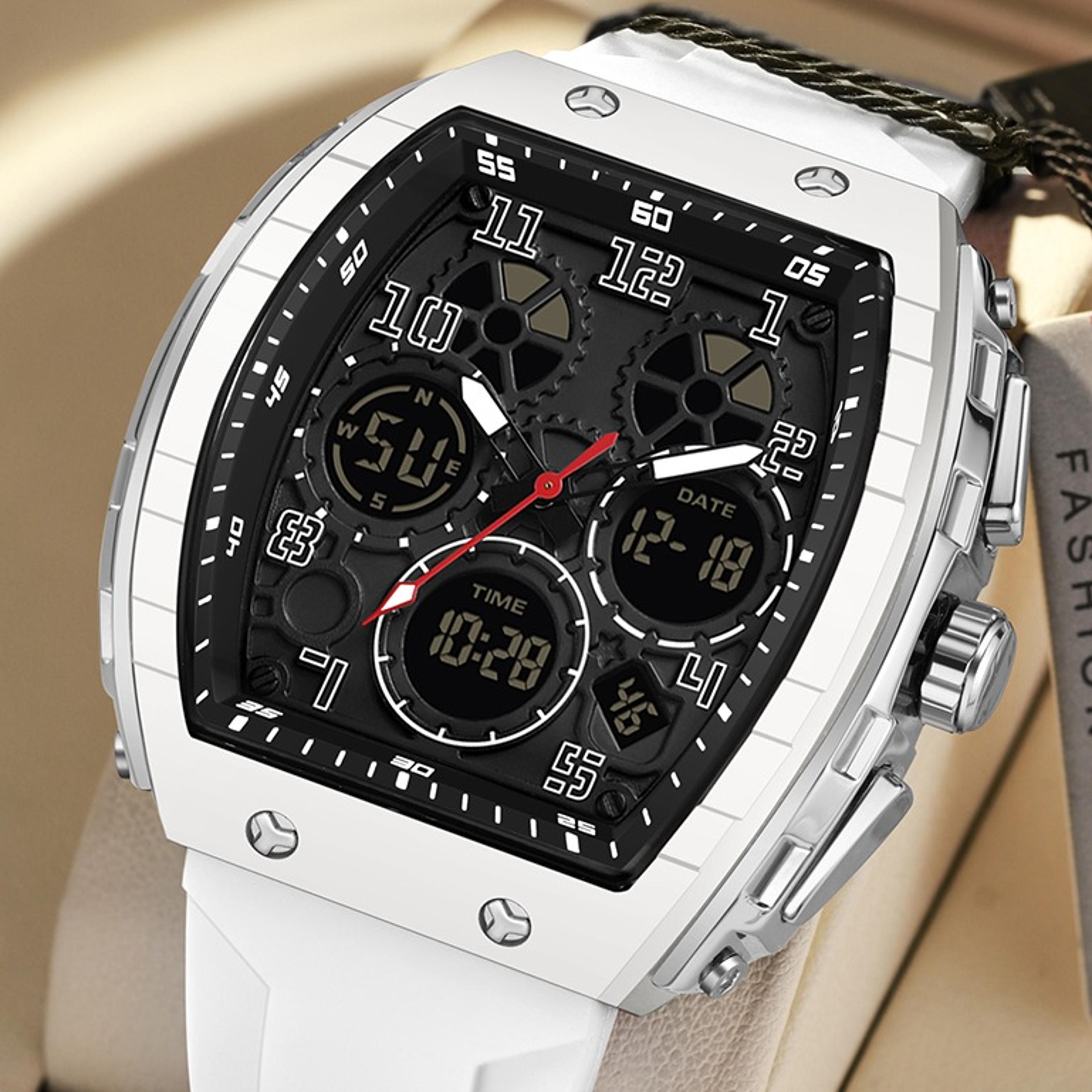 military sports digital watch for men waterproof double display quartz wristwatch