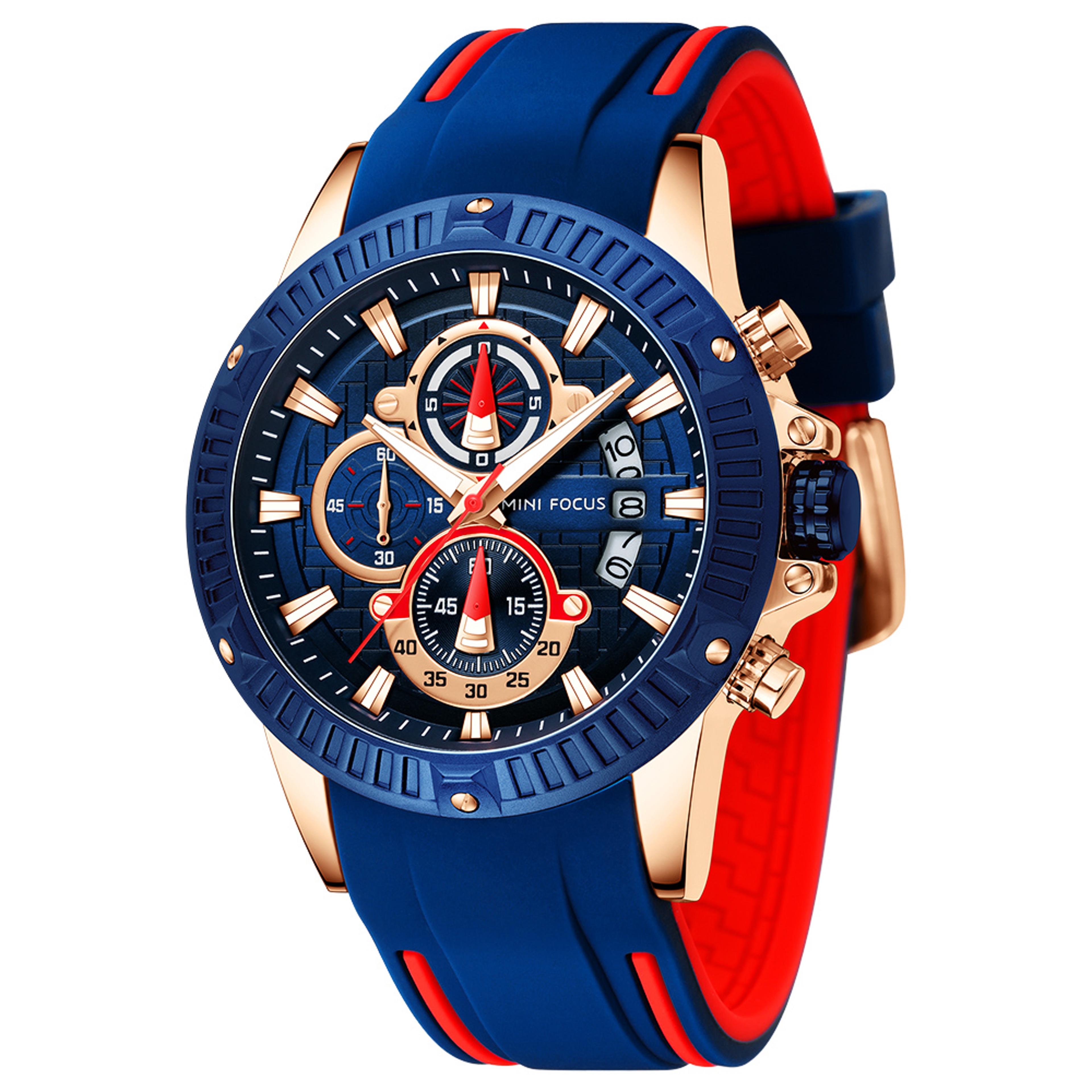 men waterproof silicone strap quartz chronograph watch luminous sports wristwatch