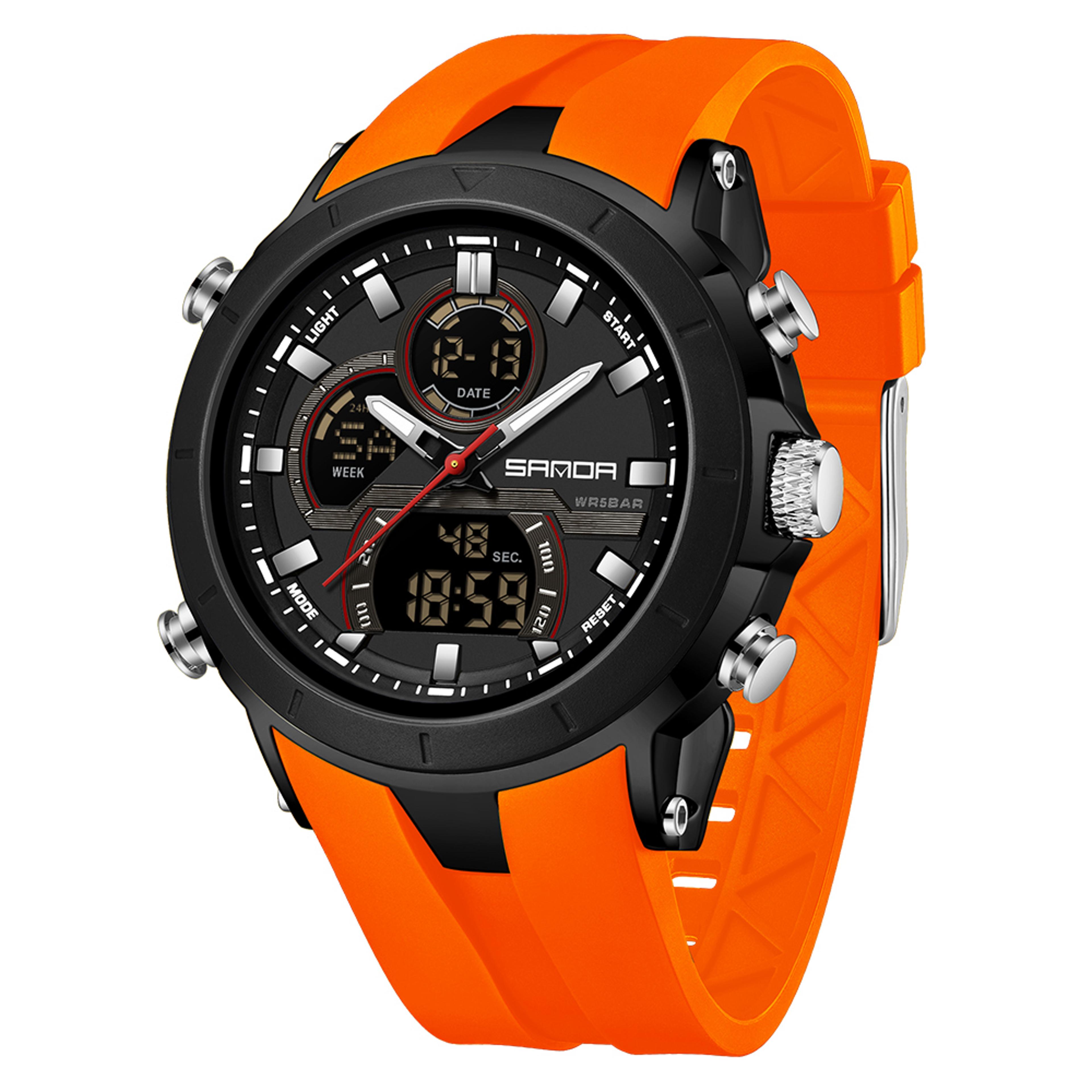 luxury men military sport watch waterproof luminous double display chronograph