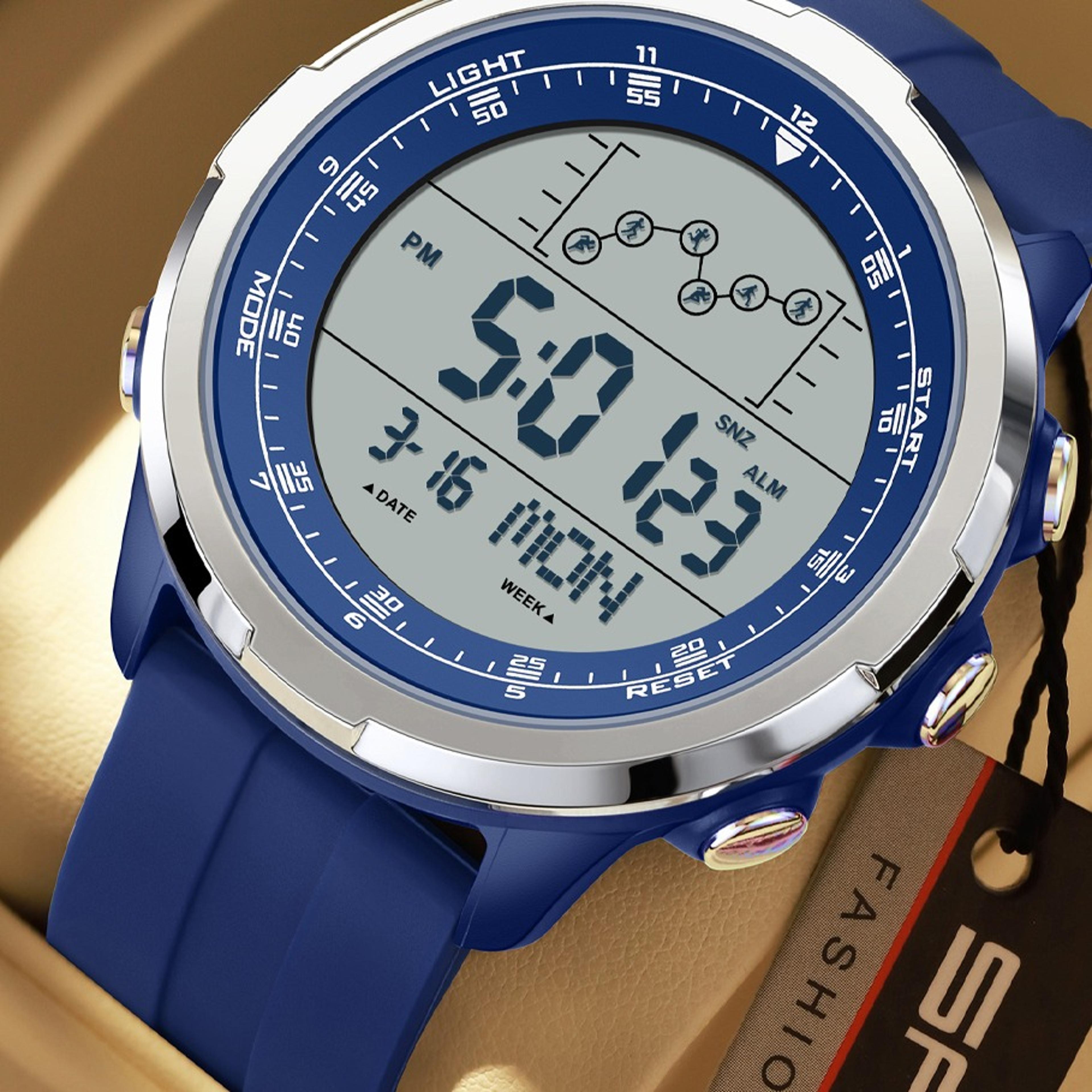 luxury digital sports watch for men waterproof military style alarm stopwatch