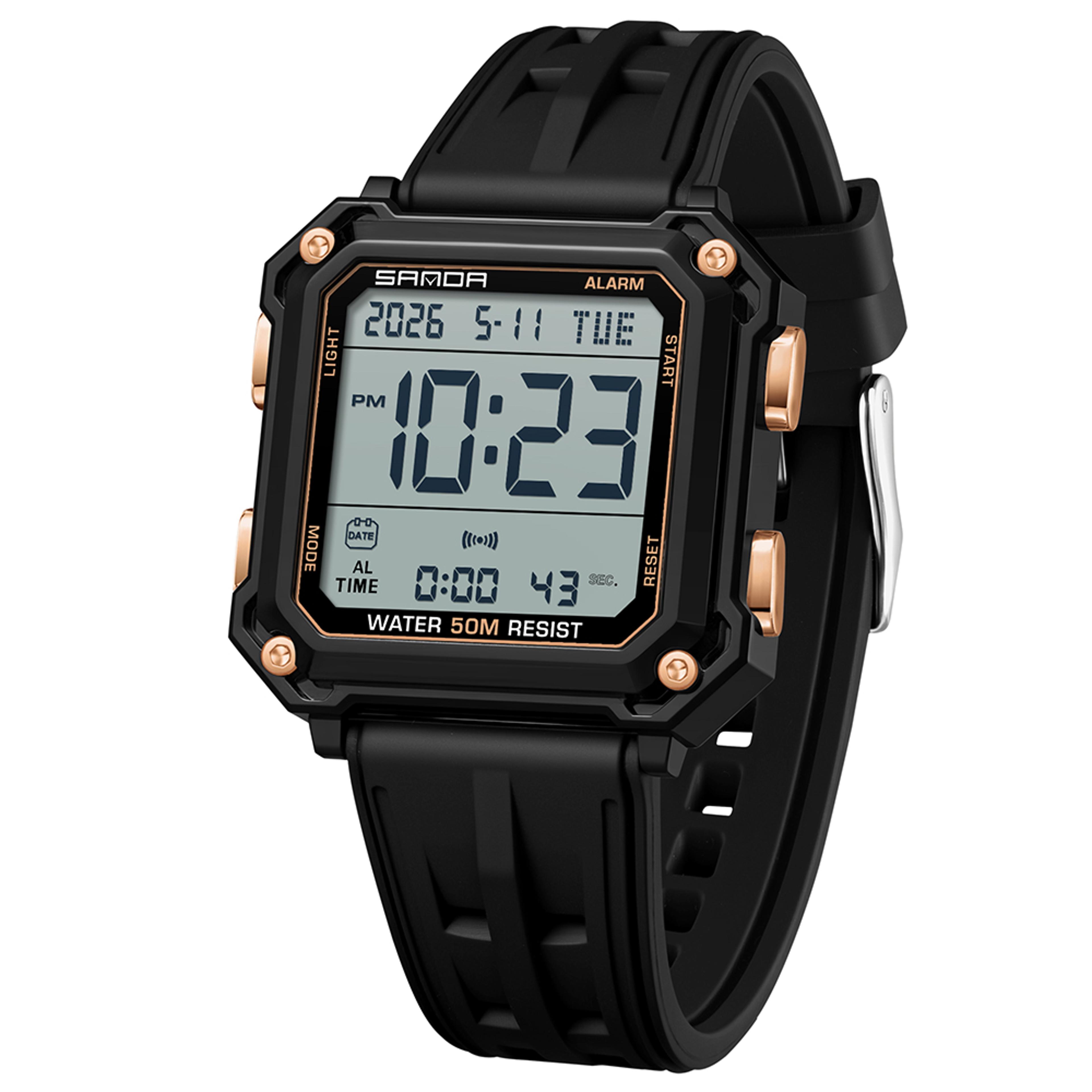 military digital wristwatch for men waterproof led sports watch with stopwatch