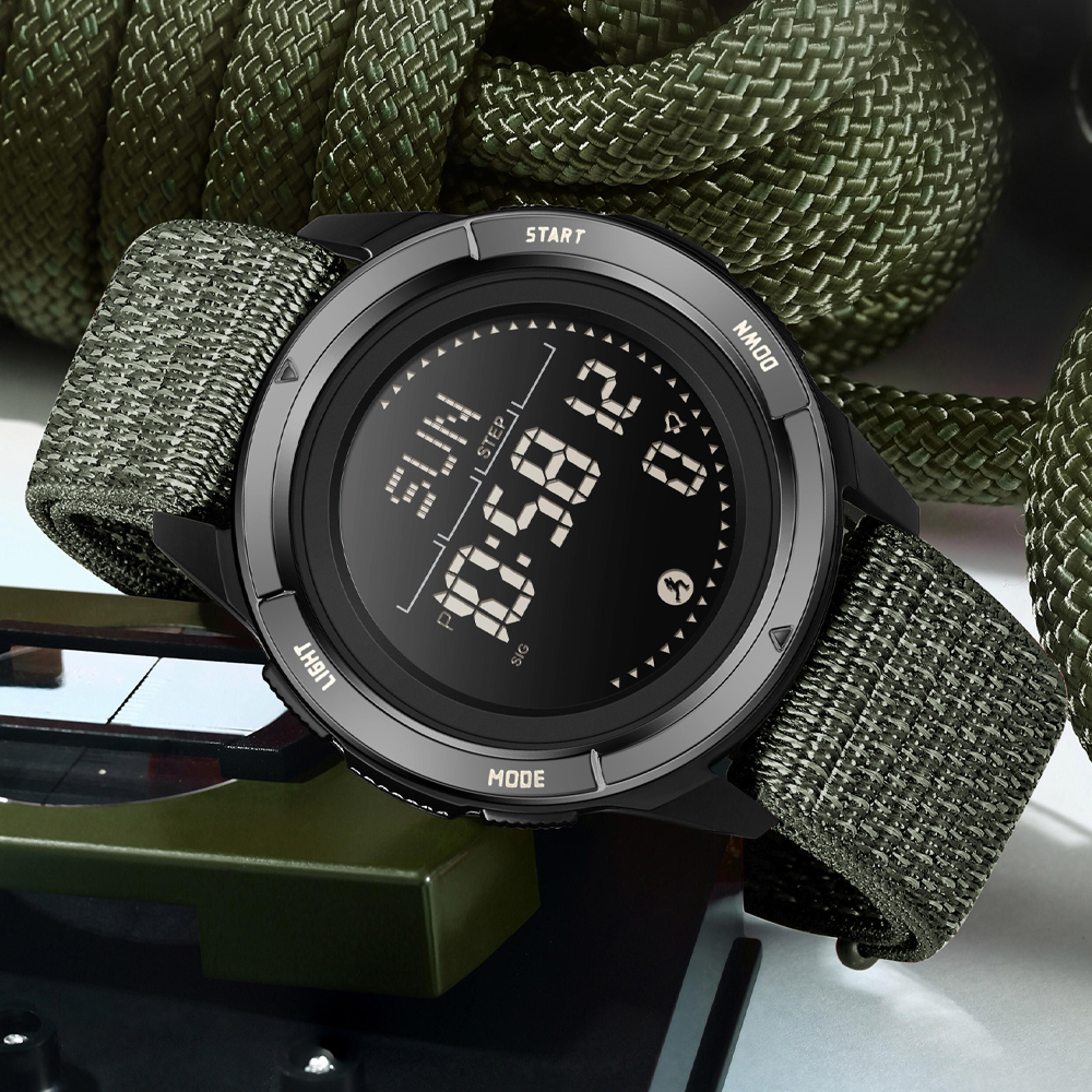 electronic sports watch for men with pedometer compass waterproof alarm functions
