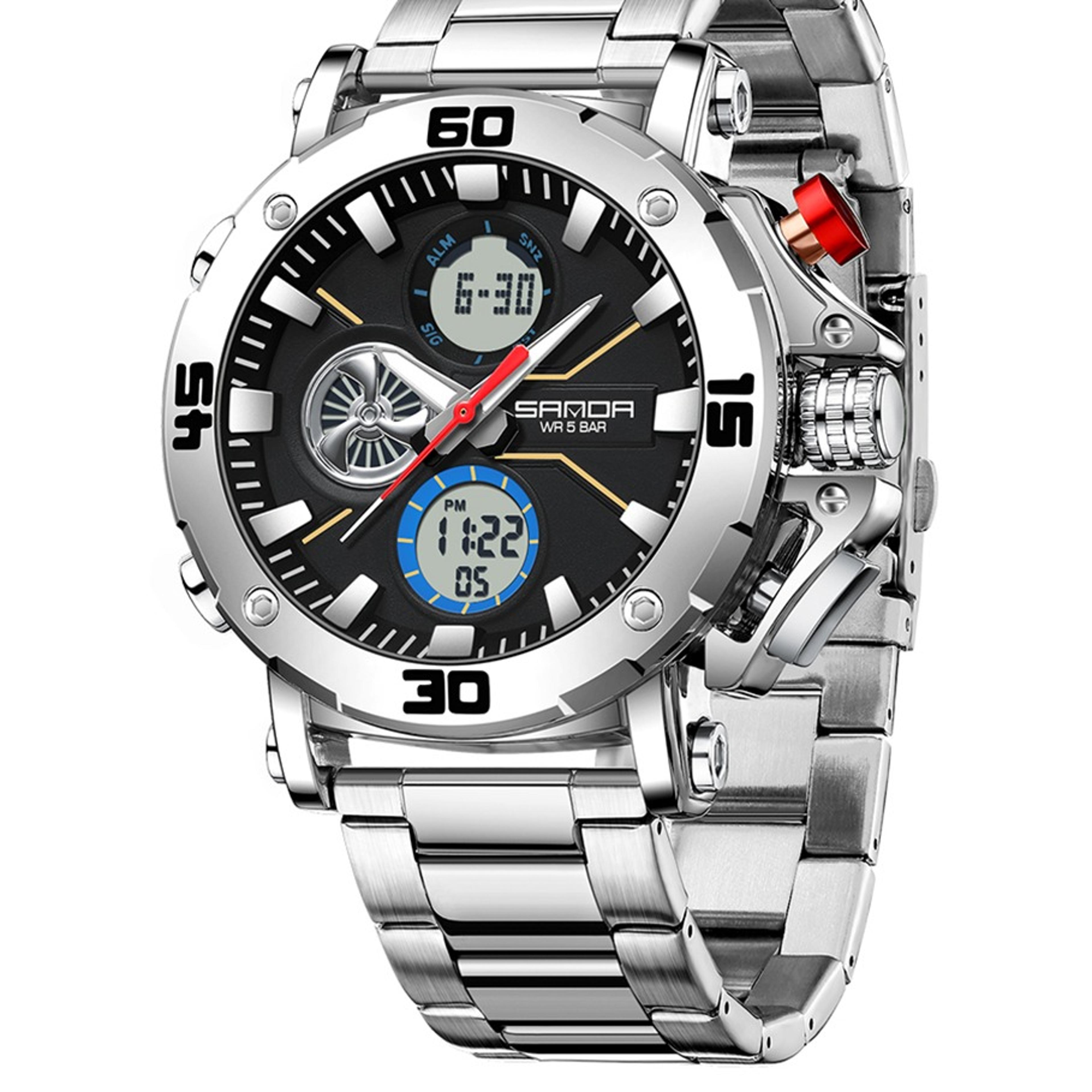 original sport wrist watch for men dual display waterproof military quartz watch