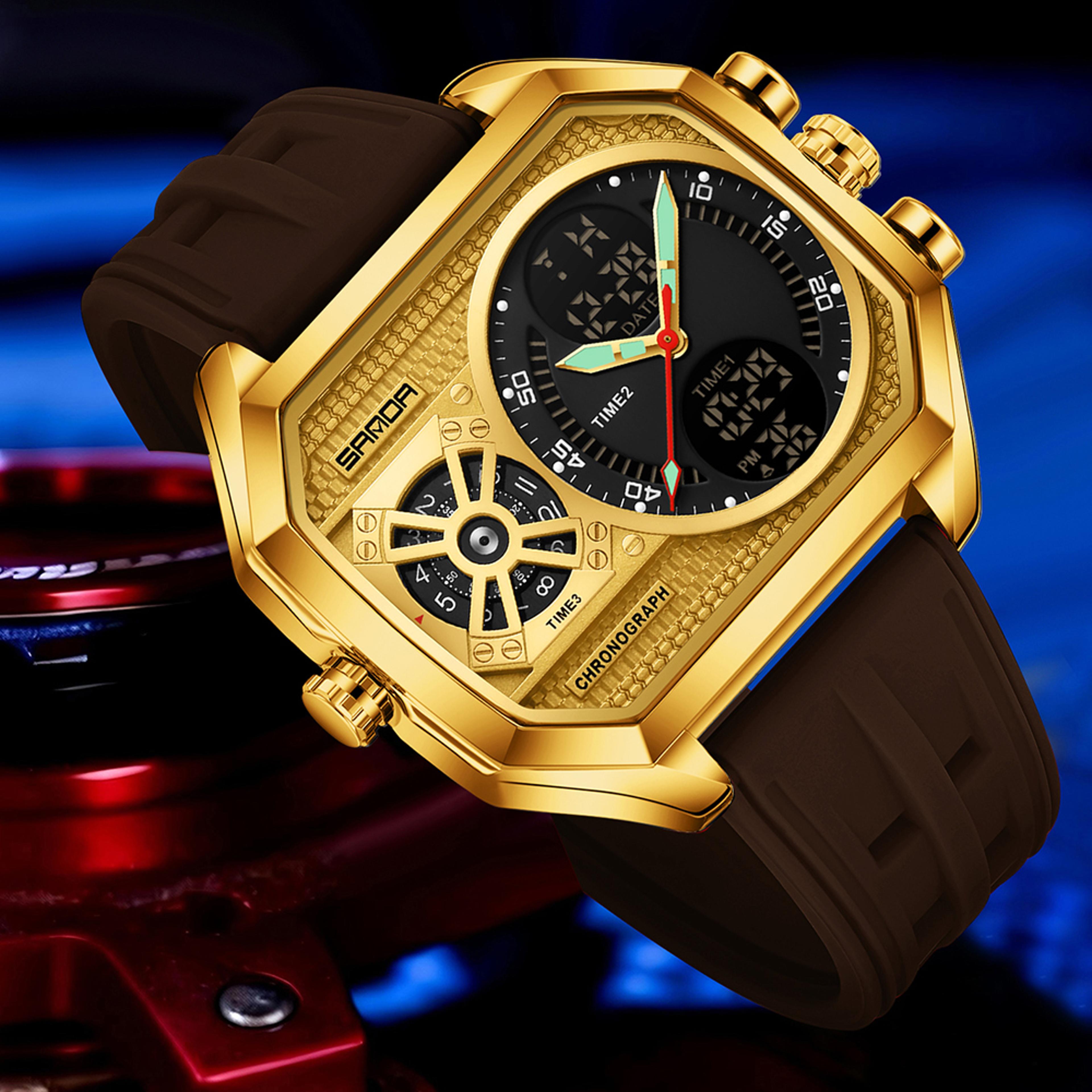luxury men square dial quartz watch with date display business style