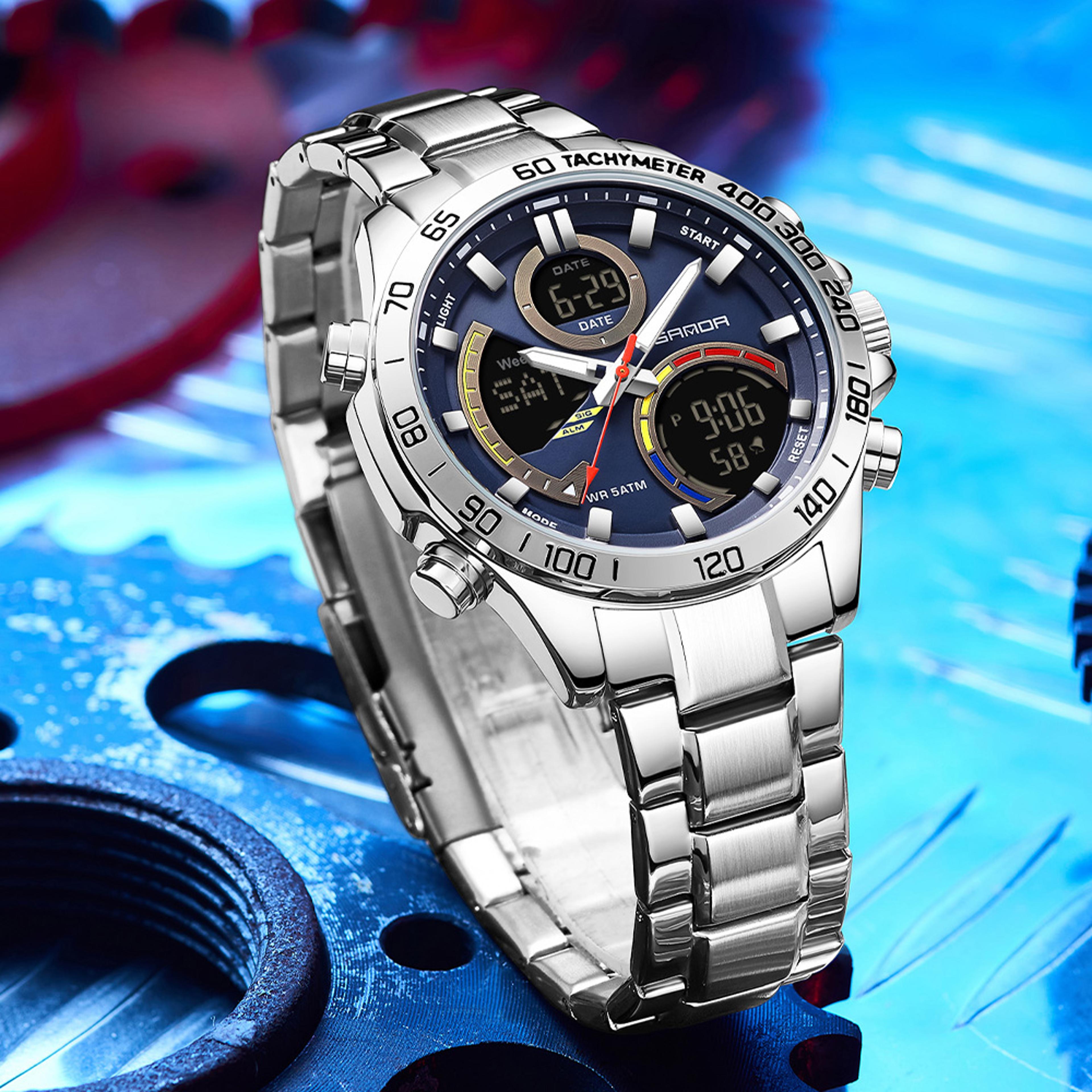 mens digital sports watch waterproof military style alarm clock large screen
