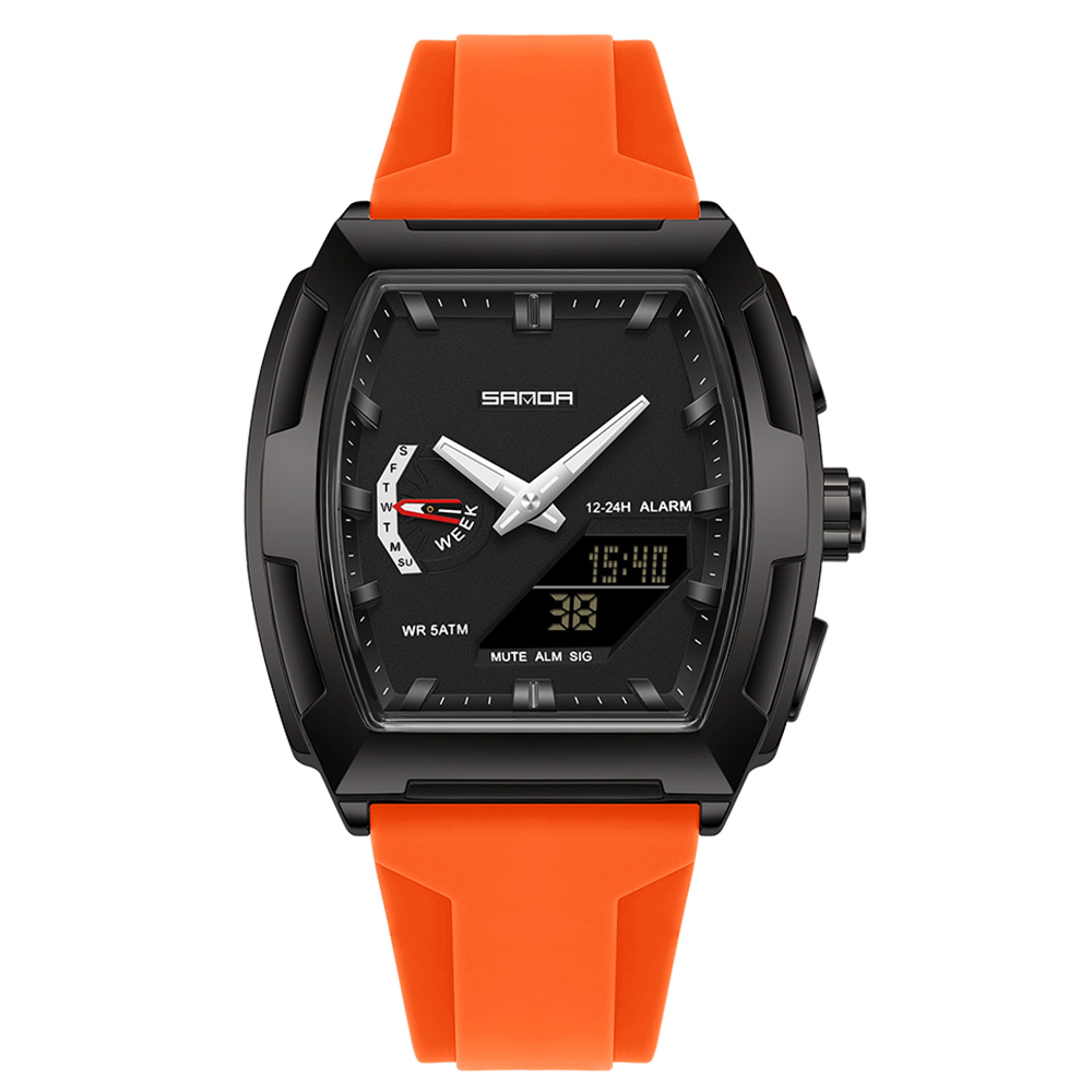 military dual display men watch waterproof luminous quartz sports wristwatch