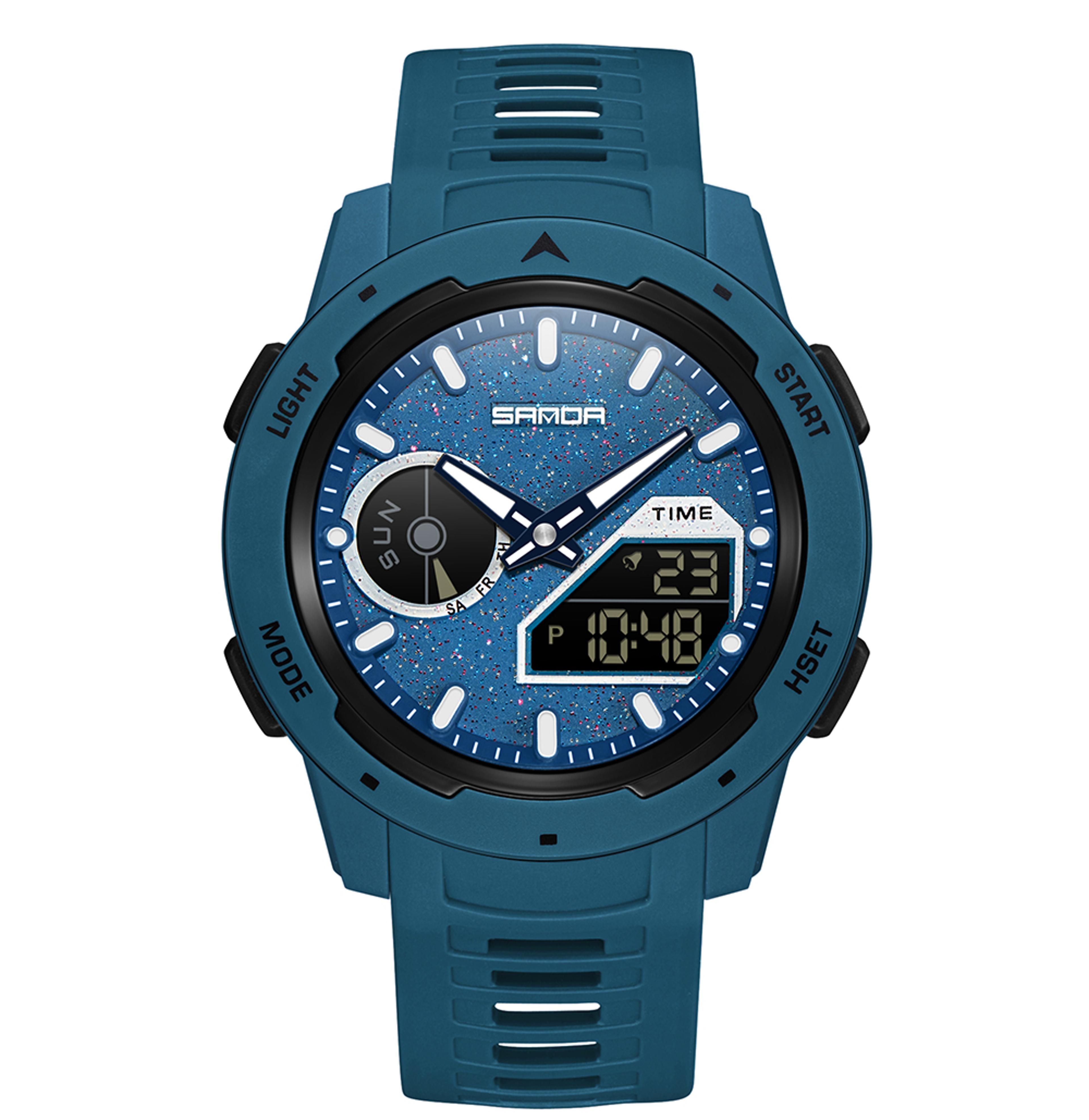 large dial dual display mens outdoor sports watch waterproof