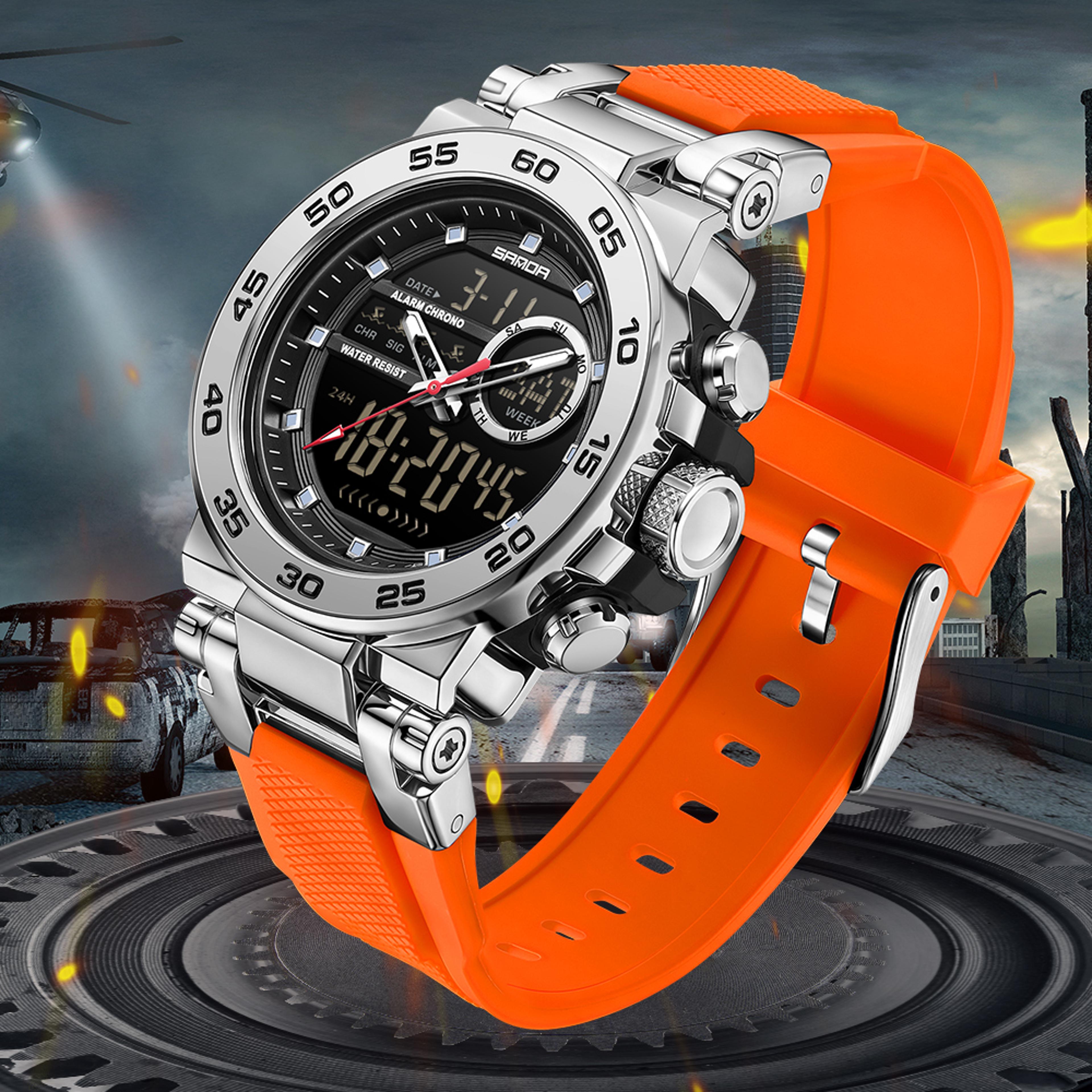 luxury dual display watch for men luminous waterproof quartz watch