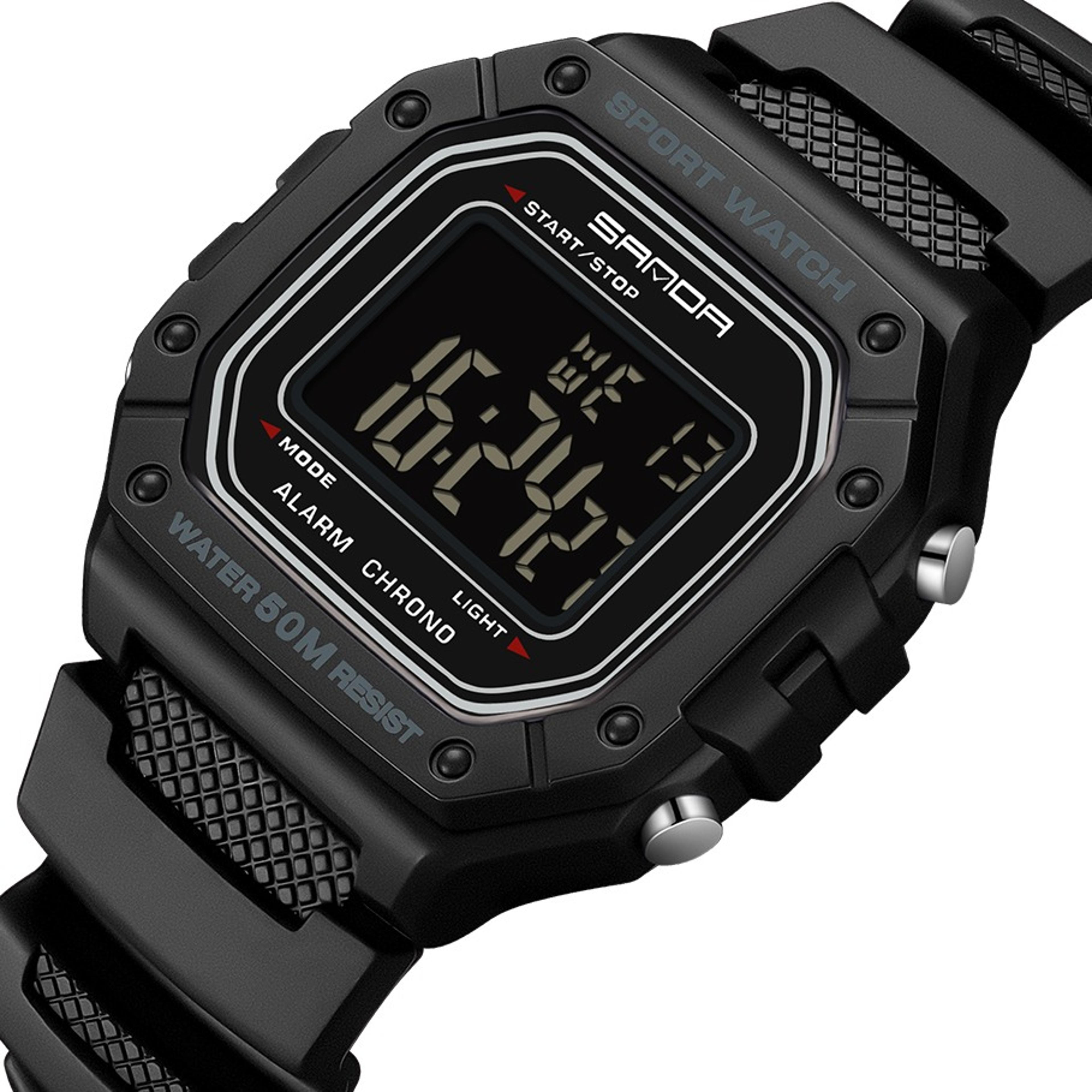 mens military digital sports watch water resistant led big dial stopwatch