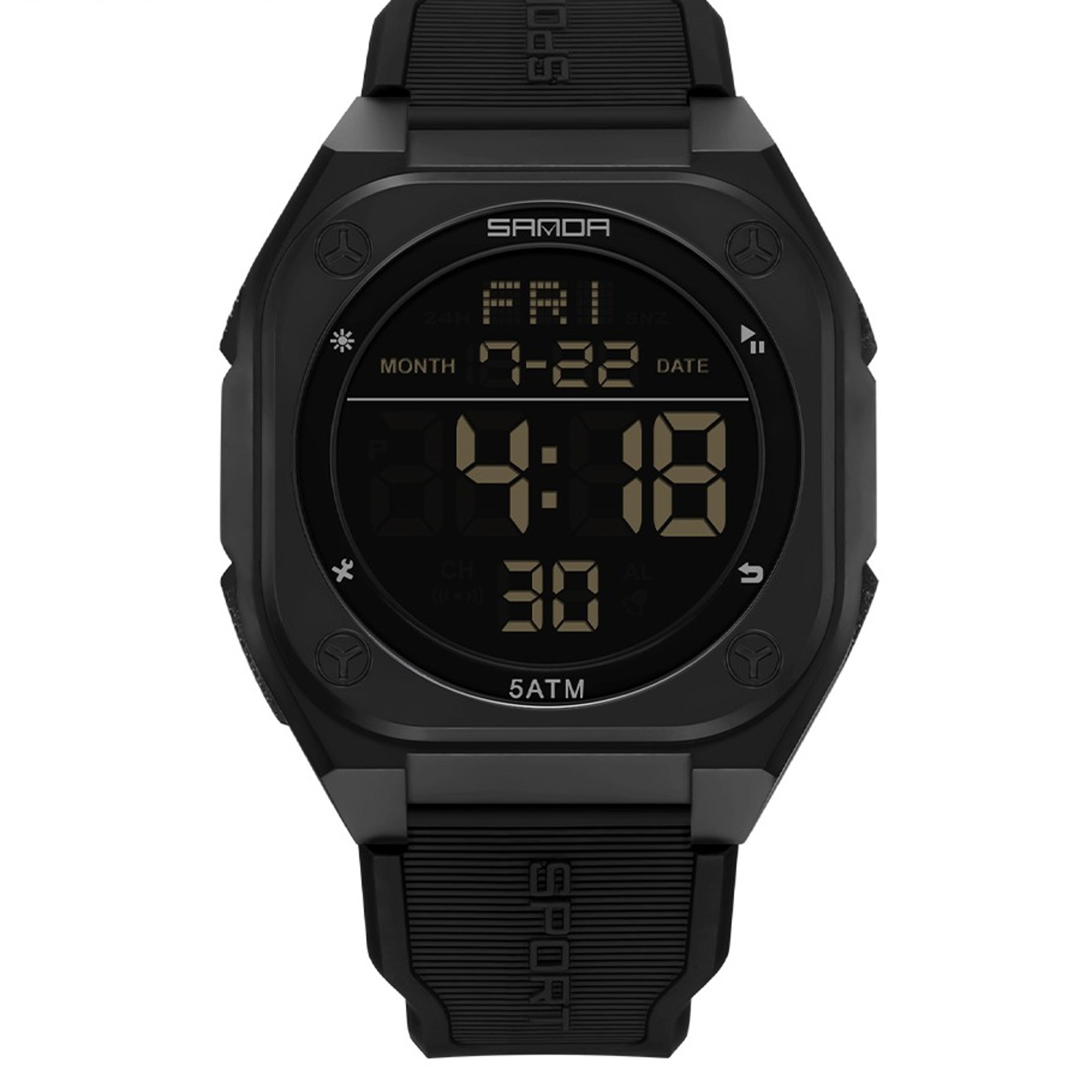 waterproof digital watch with alarm luminous display and silicone strap