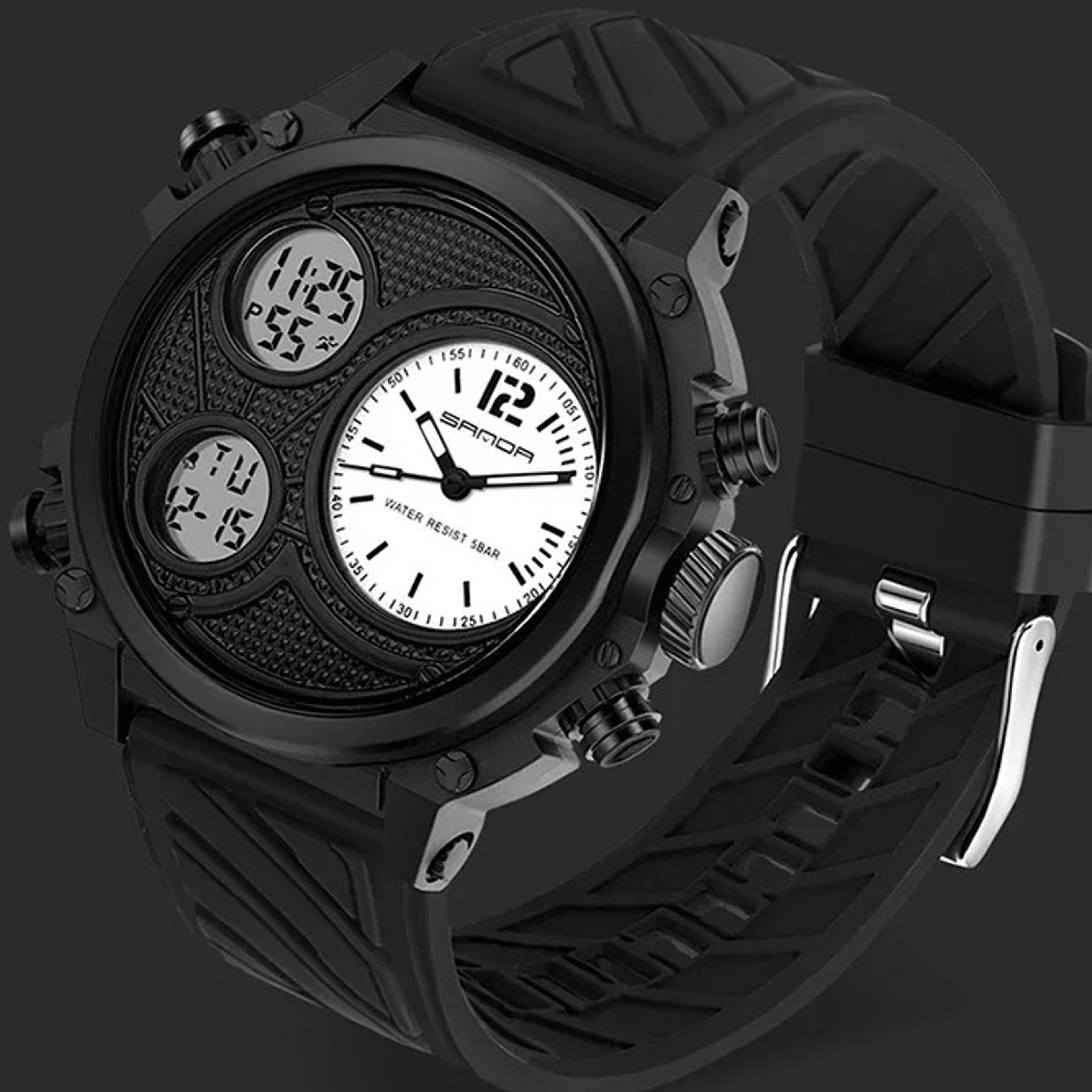 dual display waterproof sports watch for men with nightlight