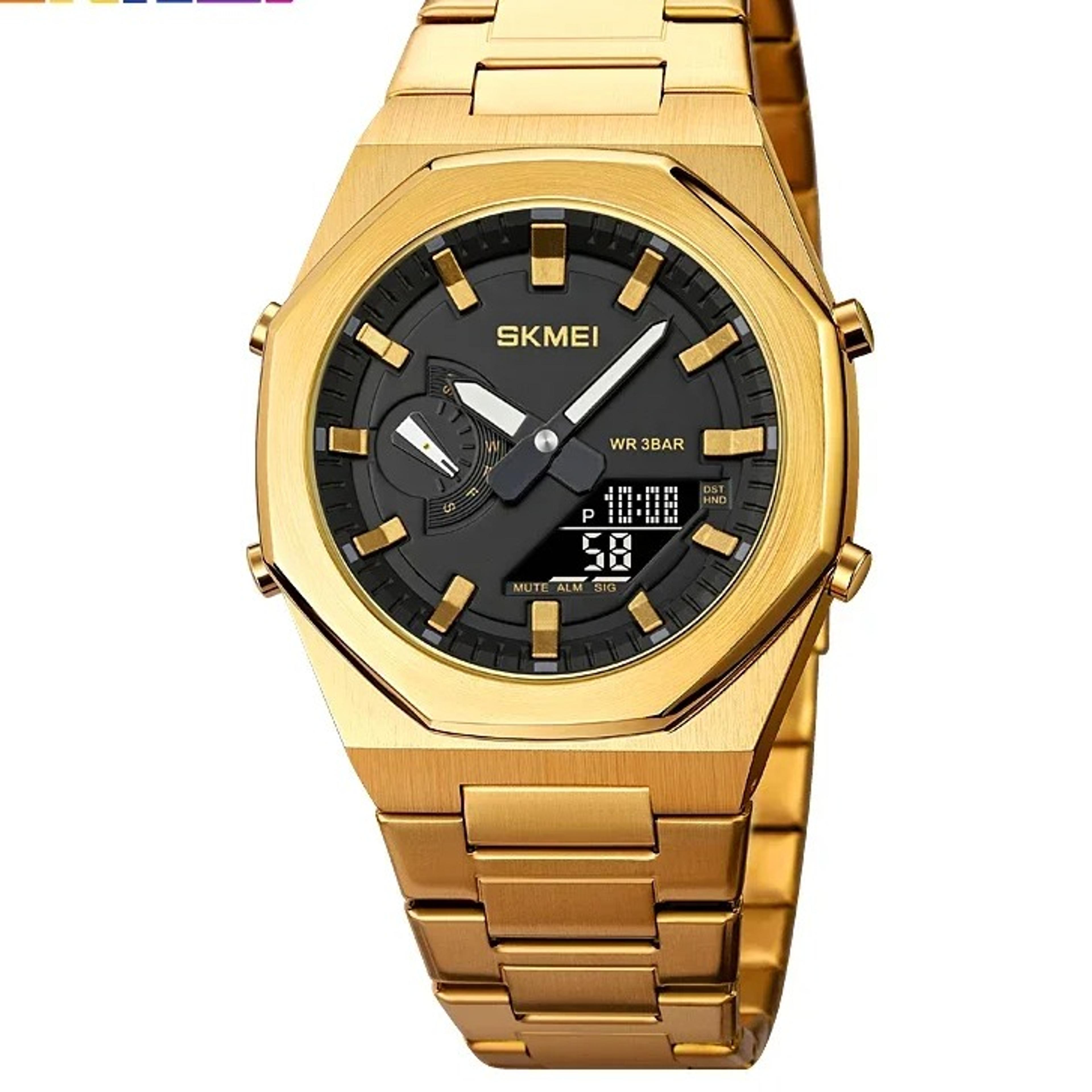 mens waterproof quartz sports watch with dual time display