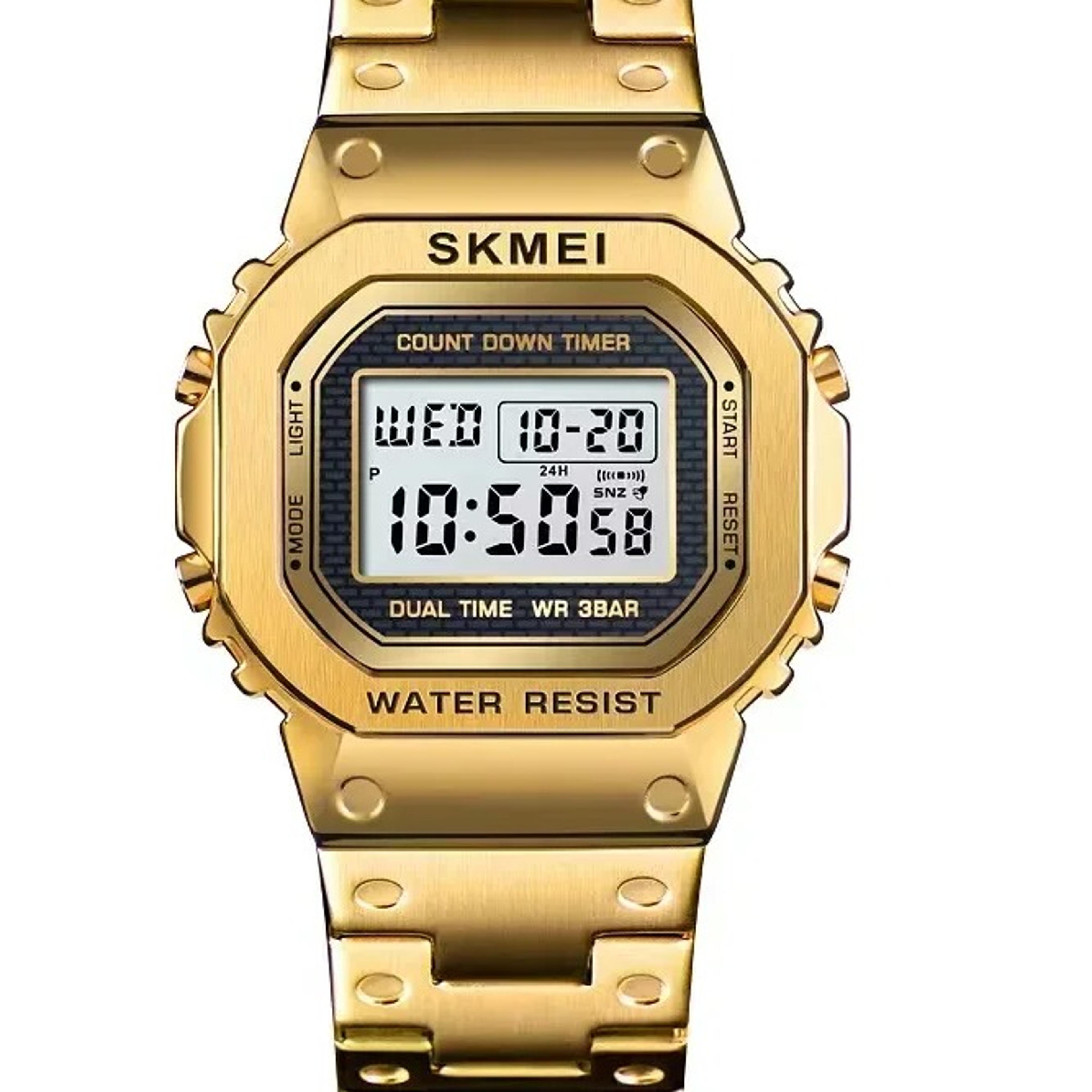 women waterproof digital watch stainless steel strap fashion multifunction wristwatch