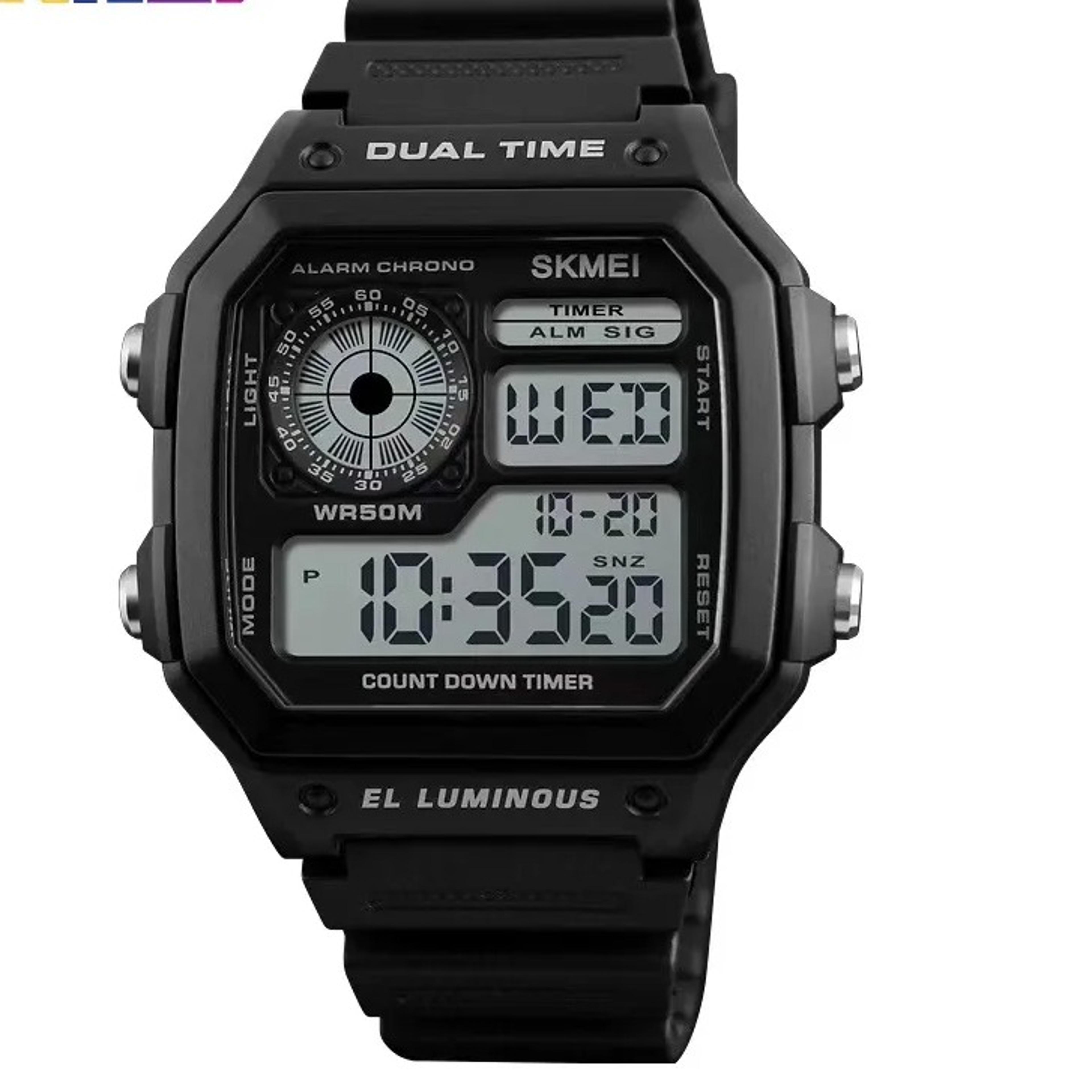 men digital sport watch multifunction waterproof outdoor alarm watch with pu strap