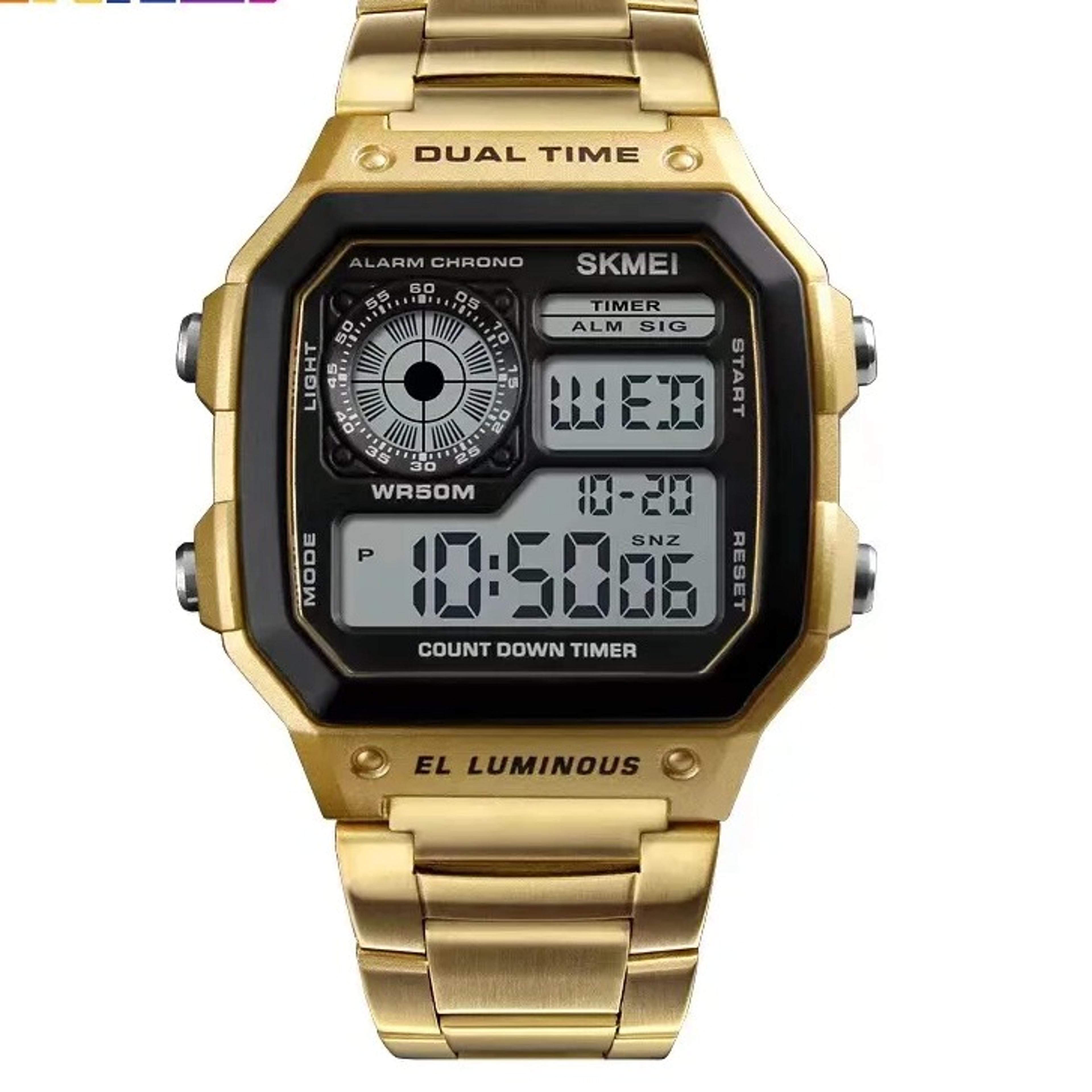 stainless steel strap digital watch for men waterproof sport wristwatch