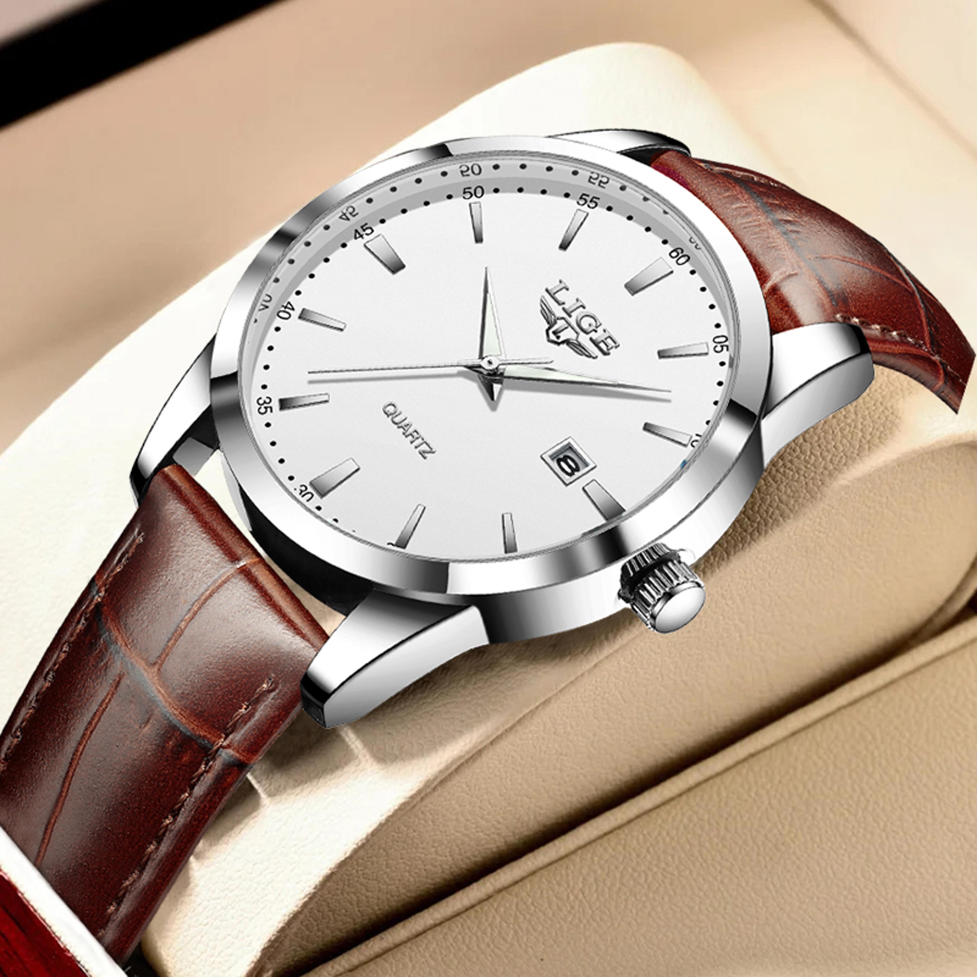 man fashion leather luminous watch waterproof military style business sport wristwatch