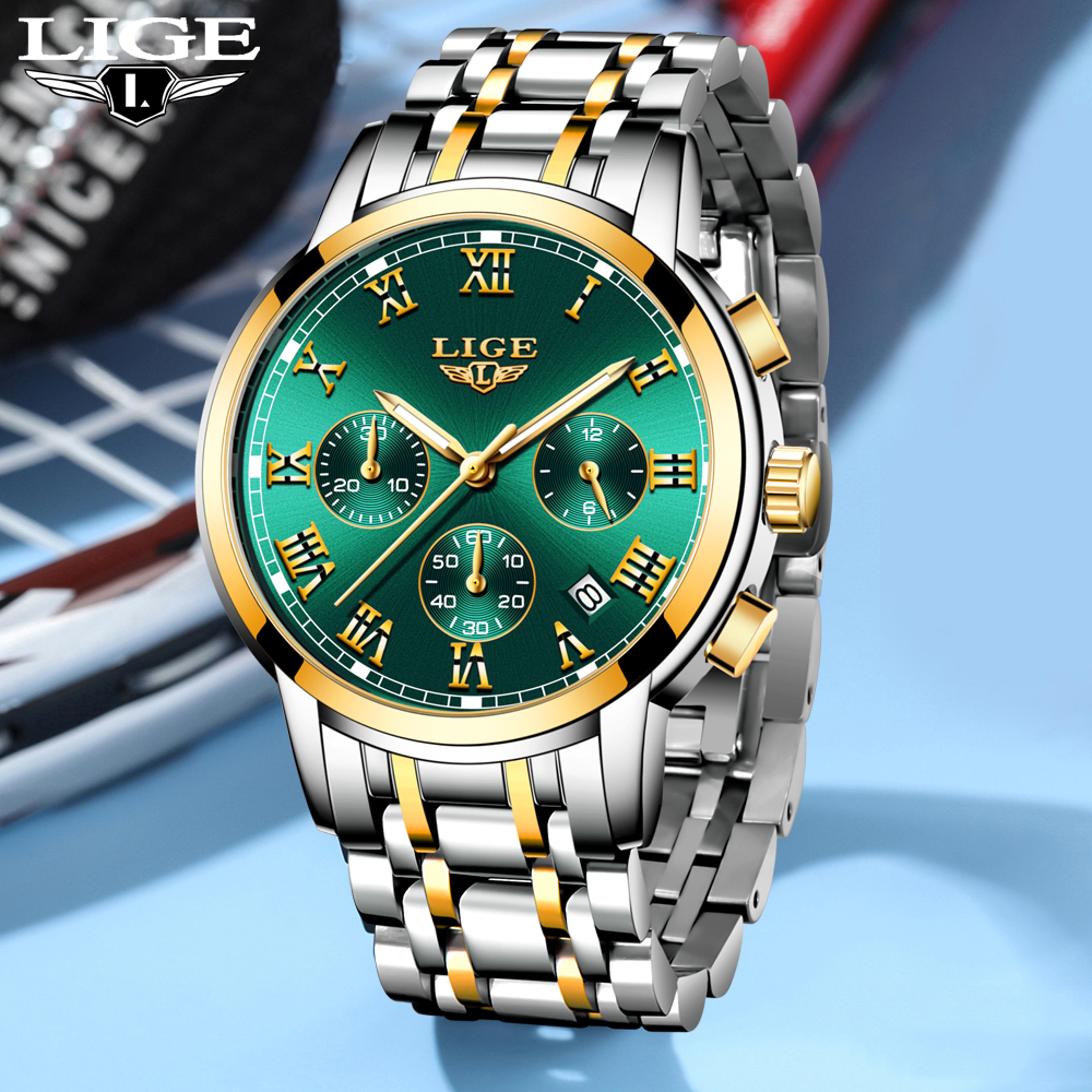 luxury quartz watches for men business auto calendar waterproof stainless steel watch