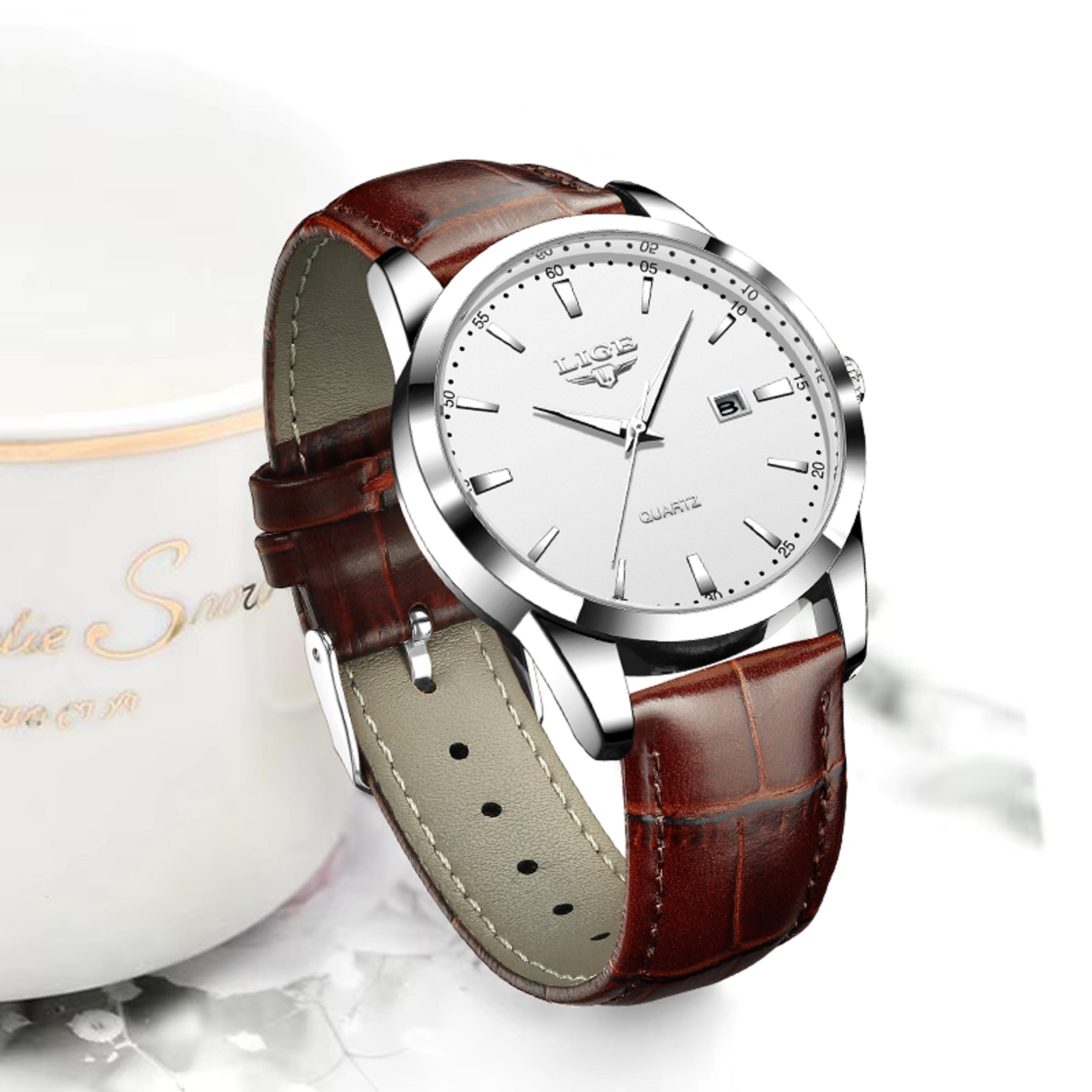 simple fashion quartz woman watch luxury leather casual calendar waterproof ladies wristwatch
