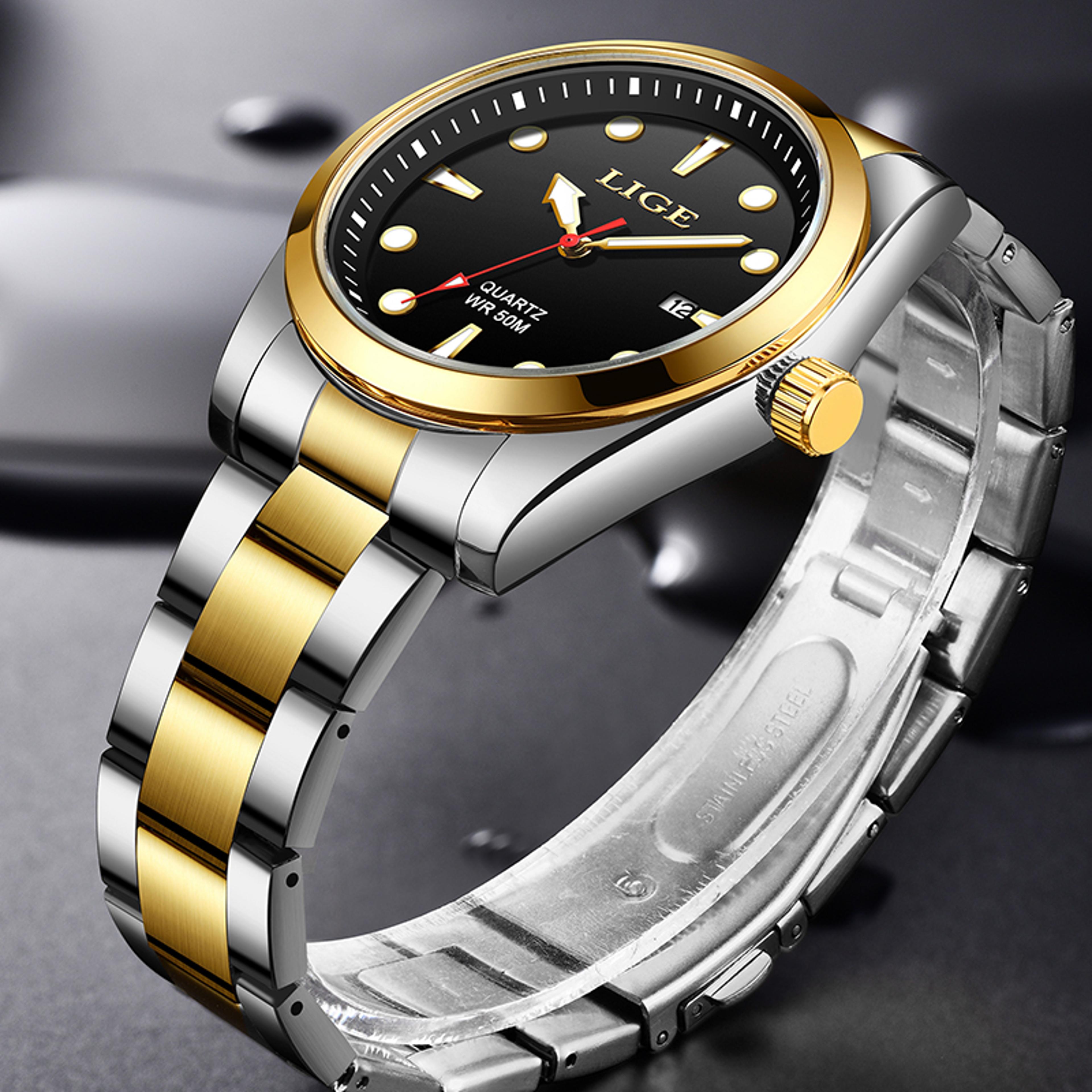 fashion luxury quartz man watch vintage waterproof sport stainless steel date wristwatch