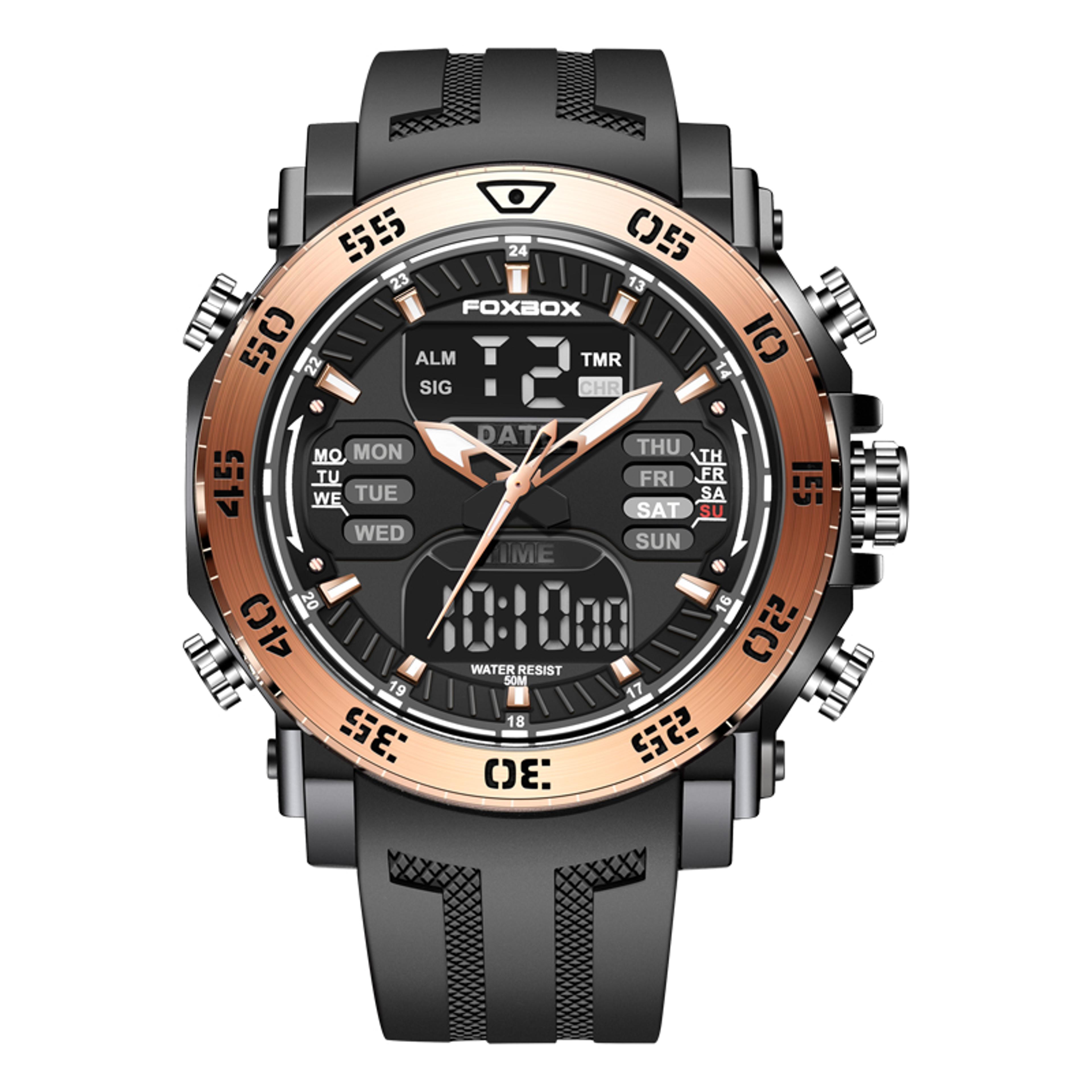 luxury digital watches for men waterproof luminous dual display silicone sport watch