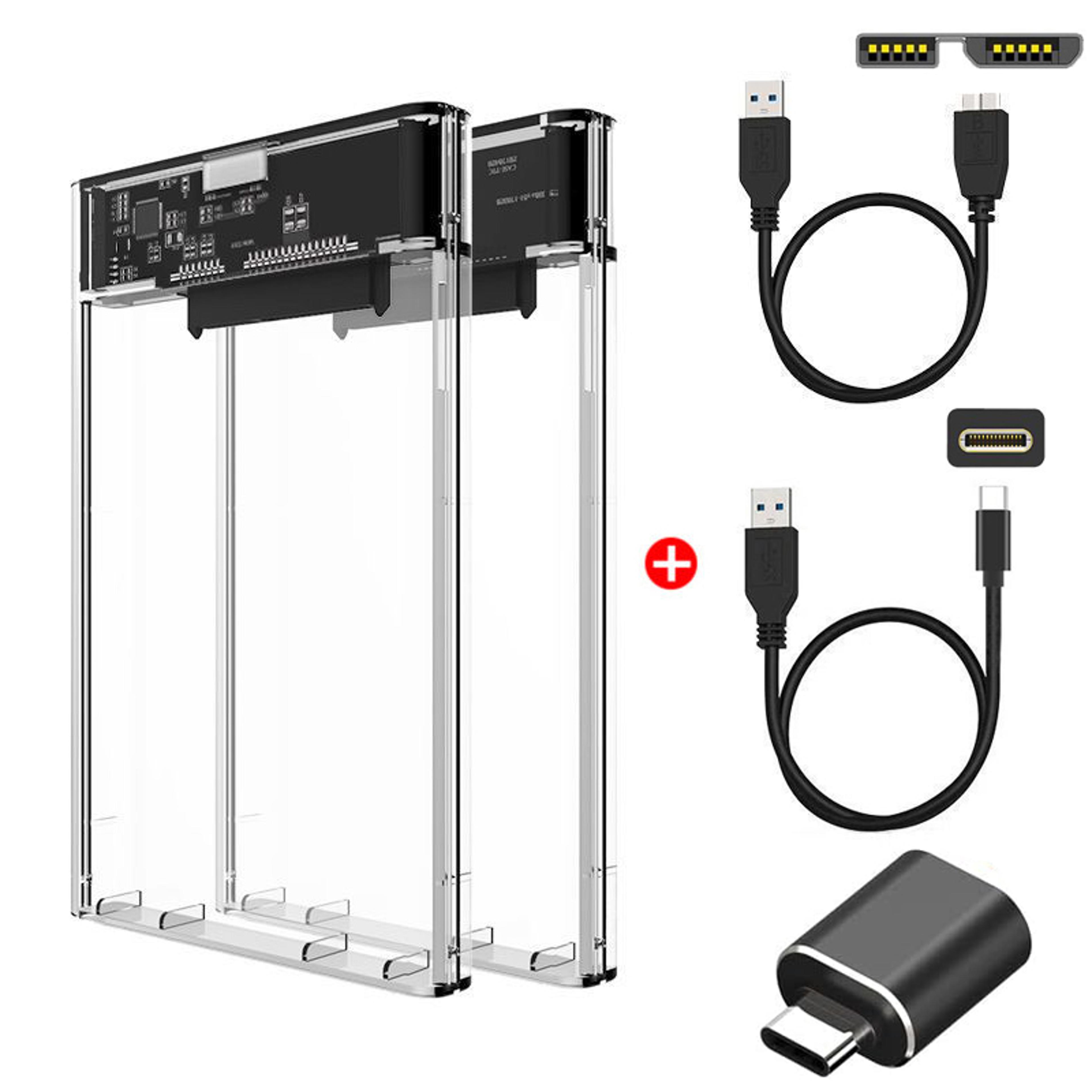 usb type c sata ssd hdd enclosure tool free clear external hard drive case