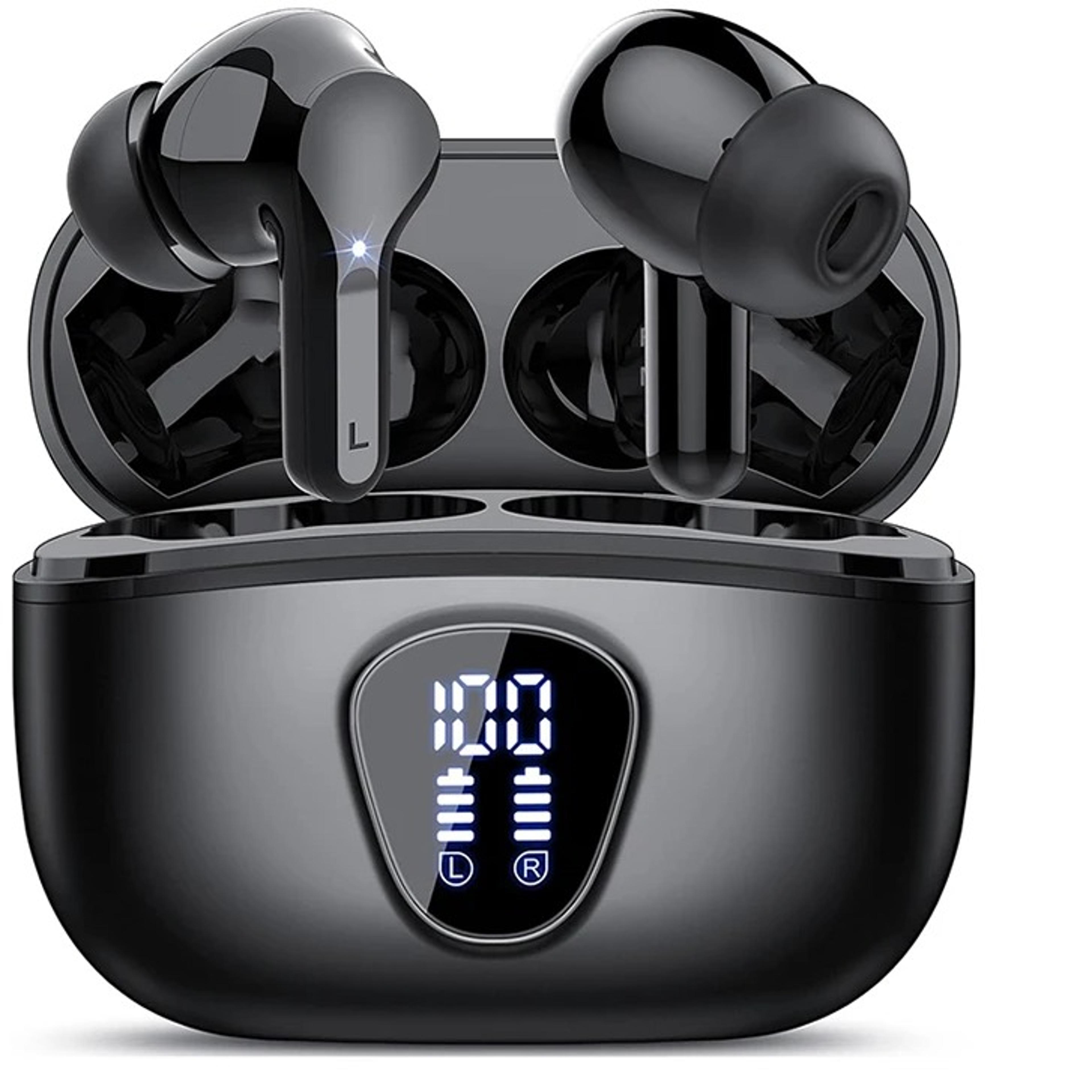 wireless earbuds with enc noise cancelling battery and led display