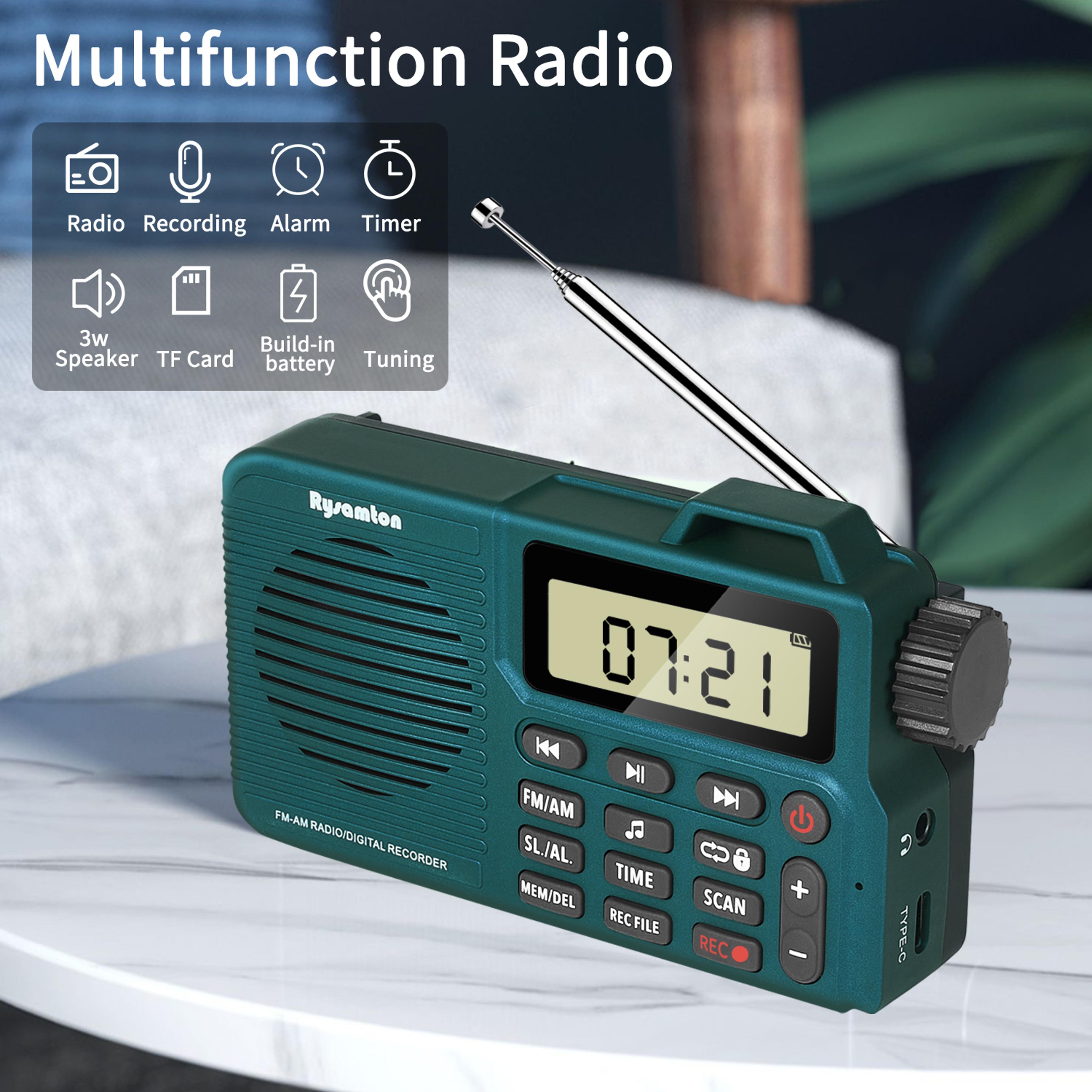 portable am fm radio bluetooth speaker with digital recorder and micro sd playback