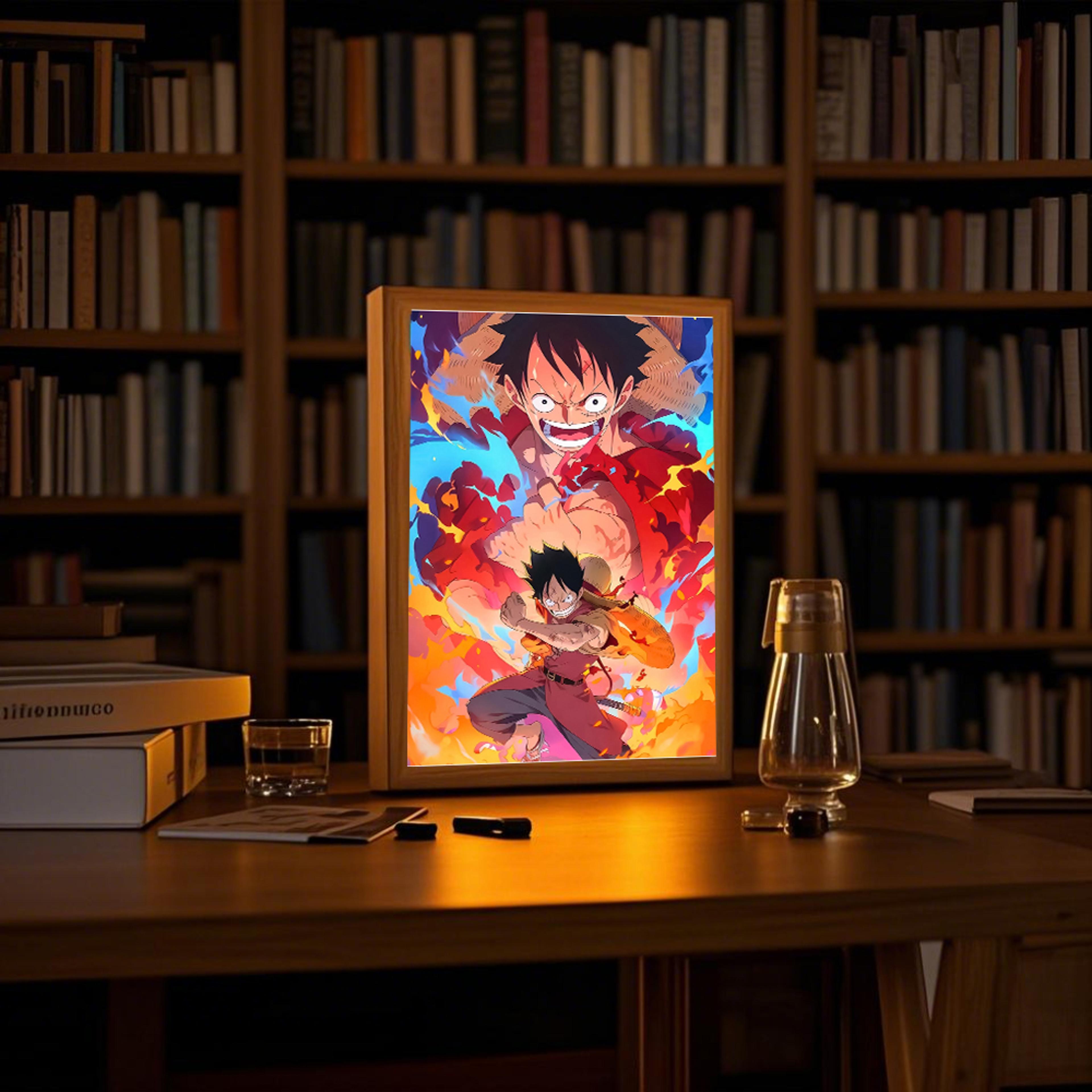 one piece led night light luffy zoro anime light painting frame