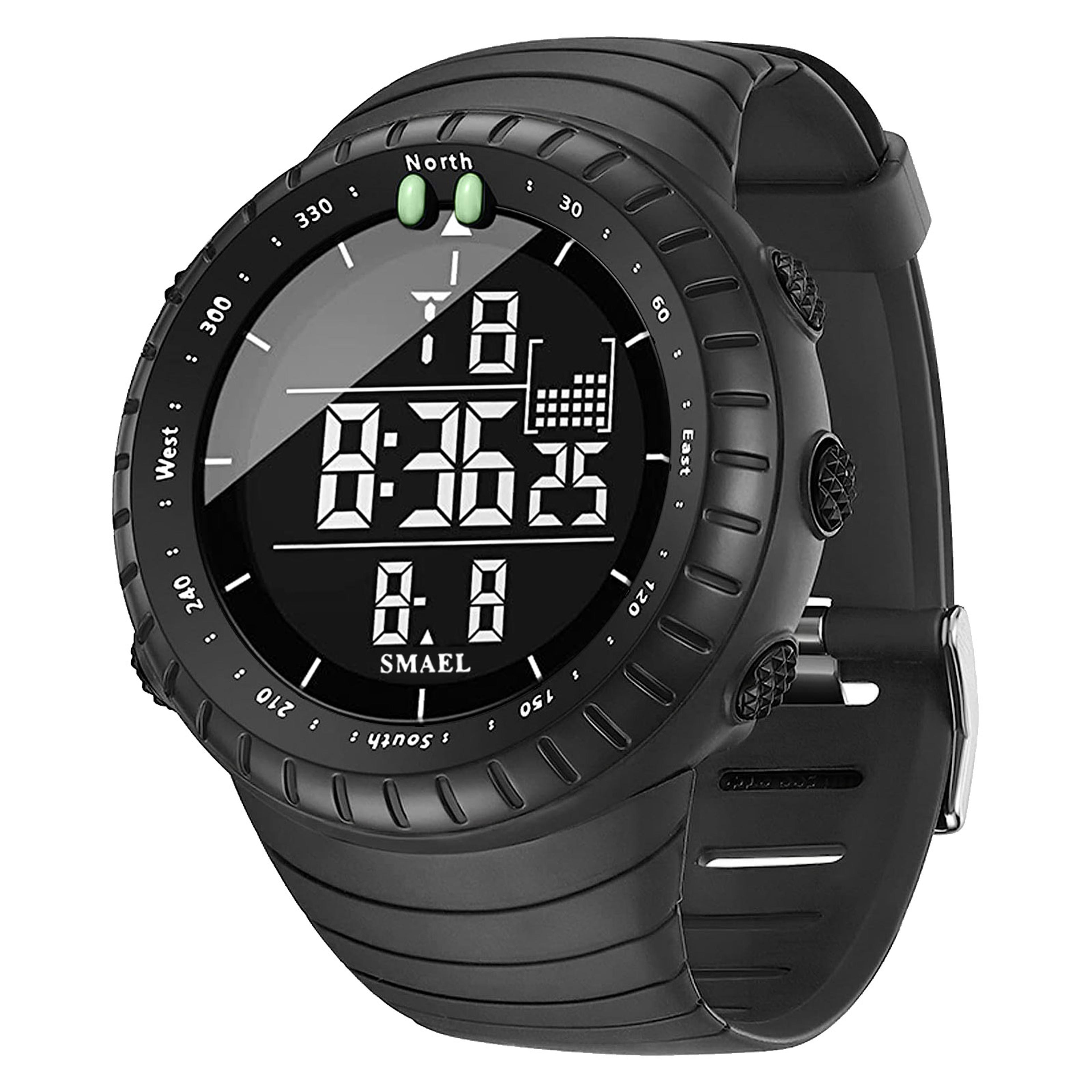 rugged waterproof digital sports watch for men with led backlight alarm and large dial