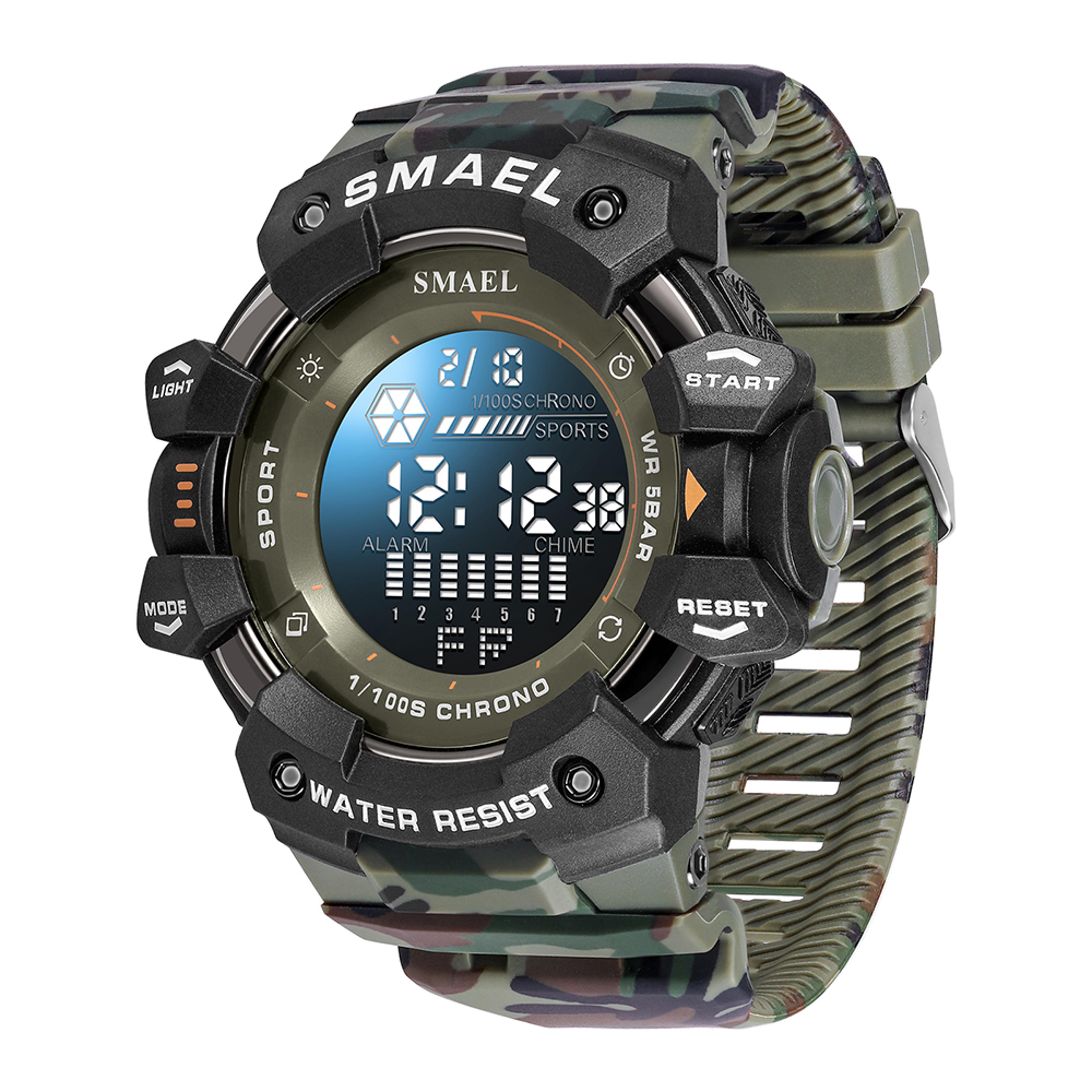 rugged waterproof digital sports watch with led backlight stopwatch and alarm