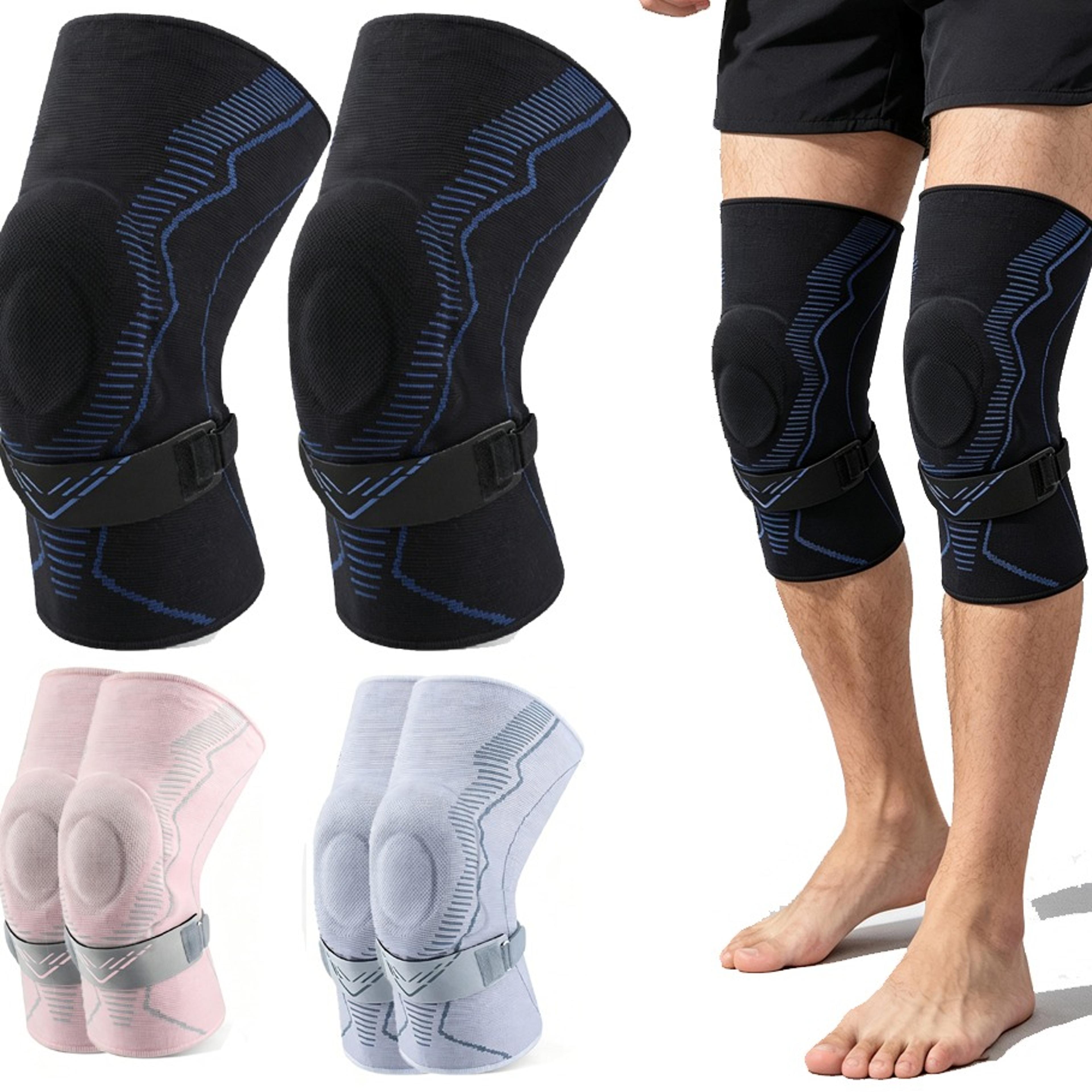 patella stabilizing knee compression sleeve with gel cushion and adjustable support strap