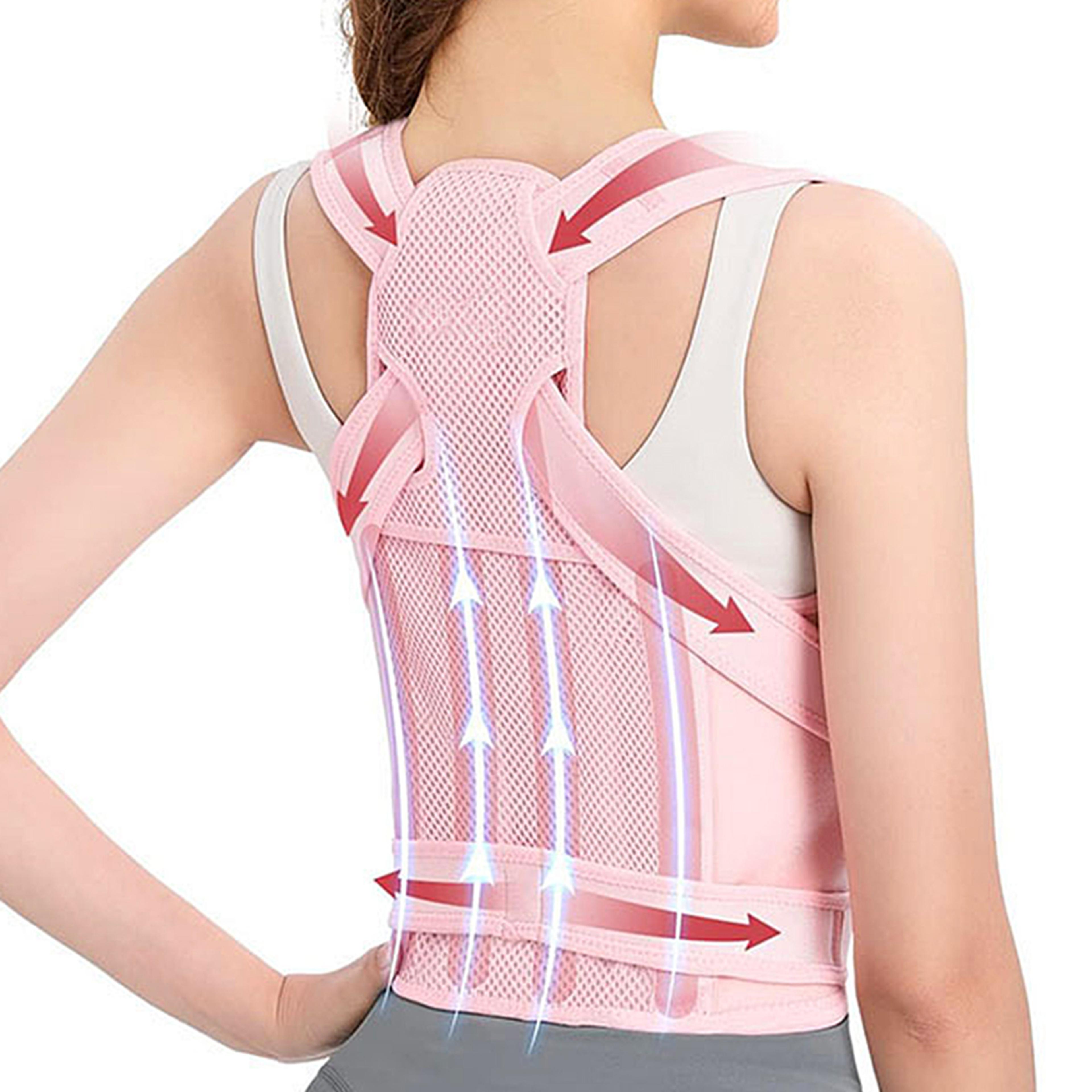 adjustable back brace posture corrector for women with full back support