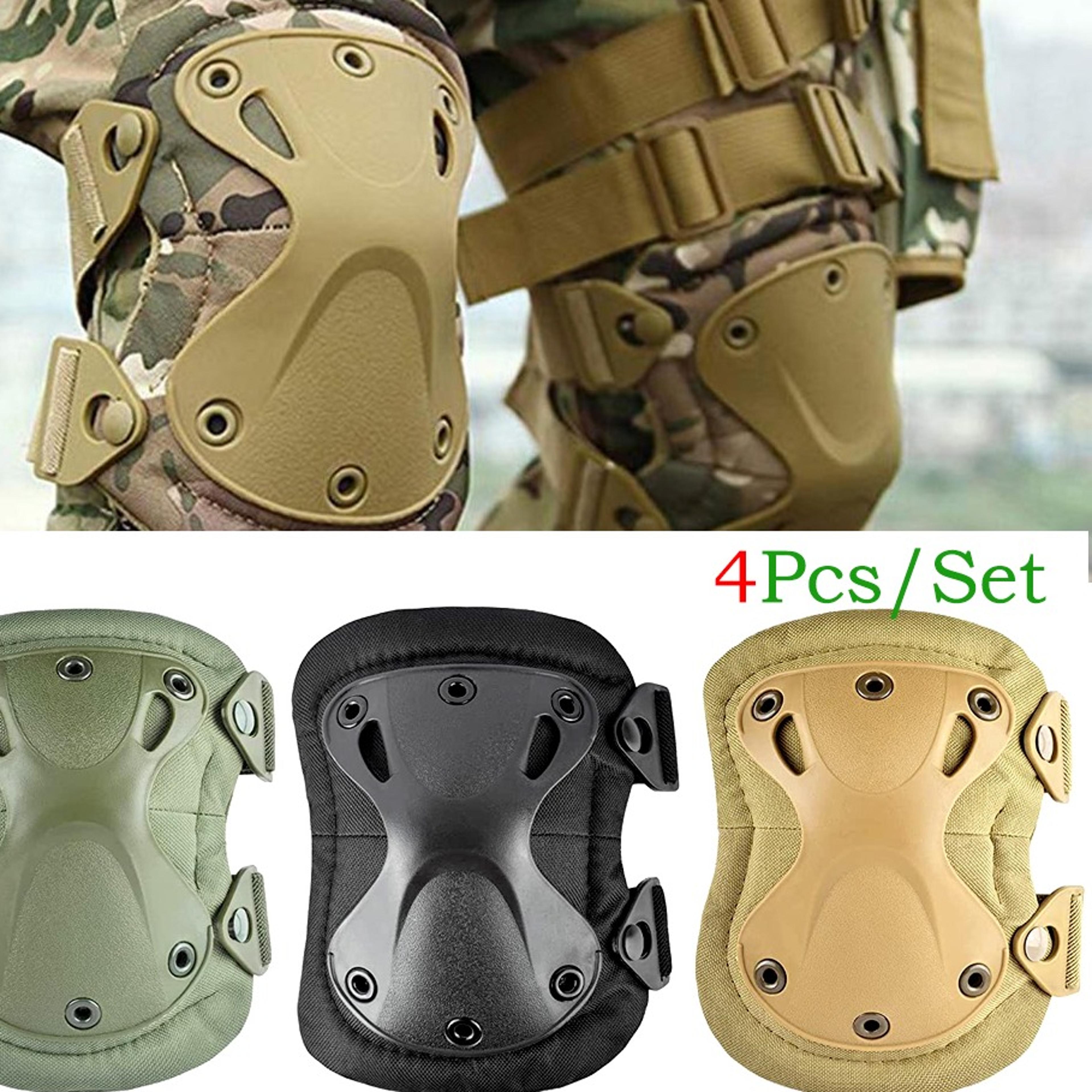 tactical knee and elbow pads set with impact protection adjustable straps for airsoft and skateboarding