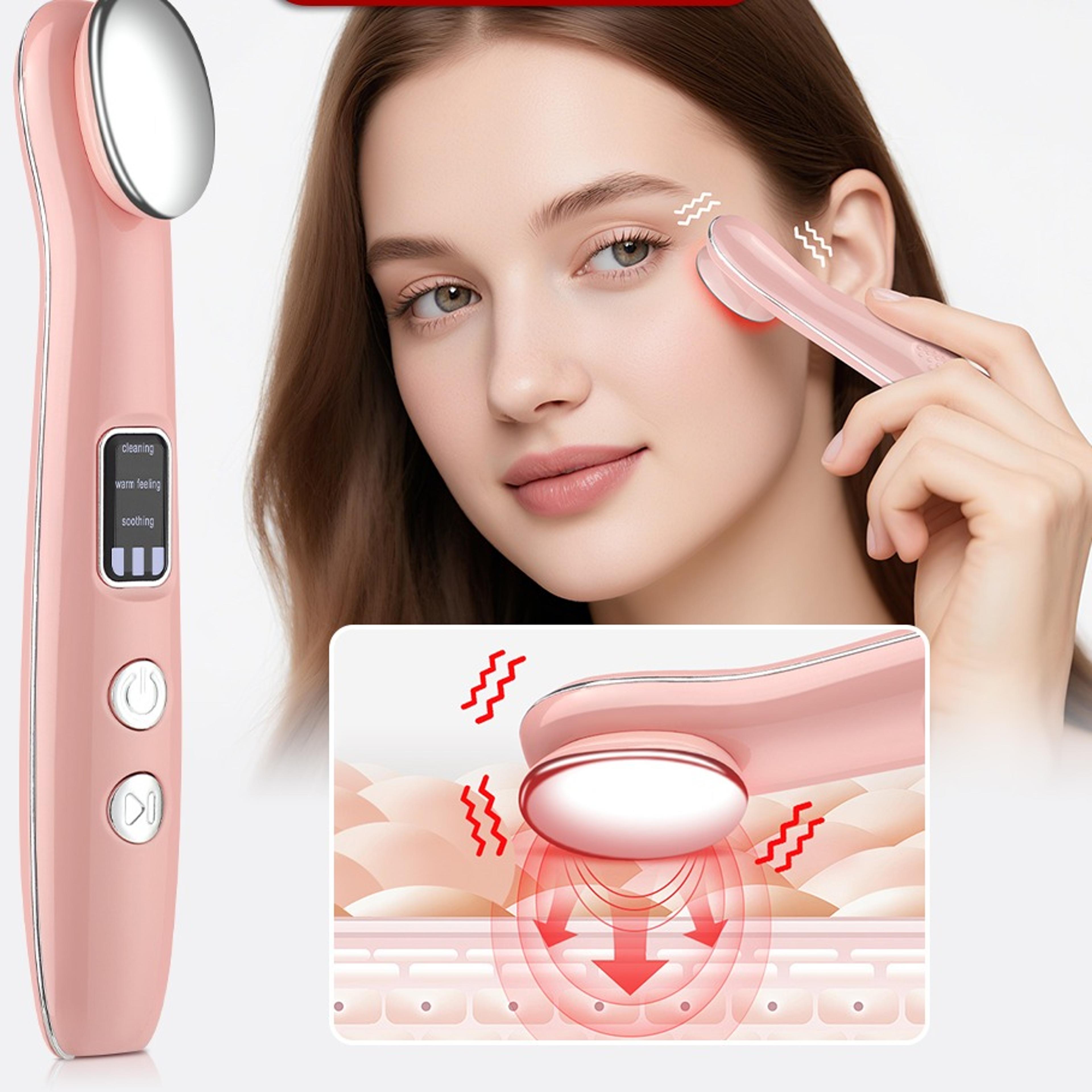 rechargeable heated eye massager for dark circles eye bags and fine lines