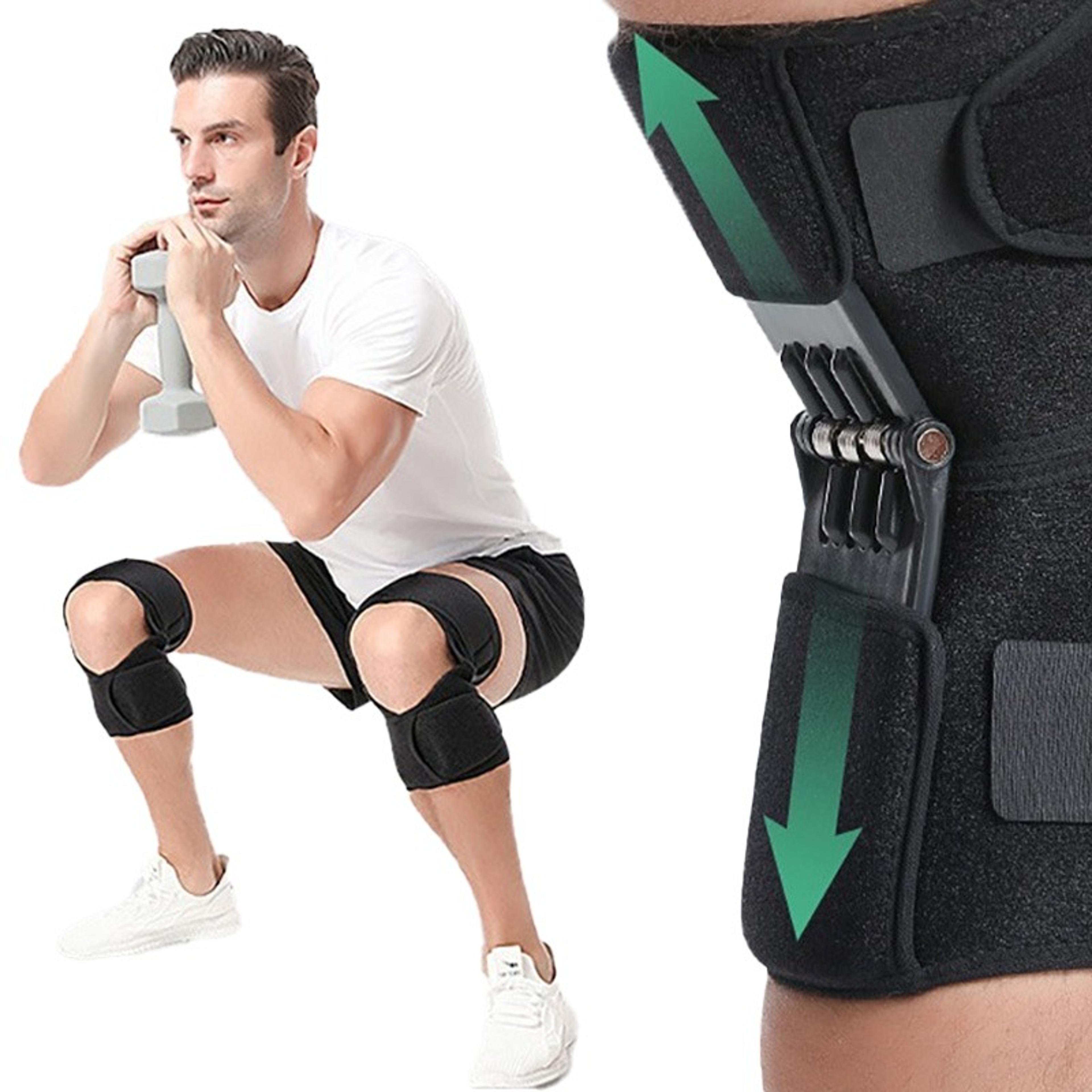 adjustable knee booster brace with patella support and spring assist