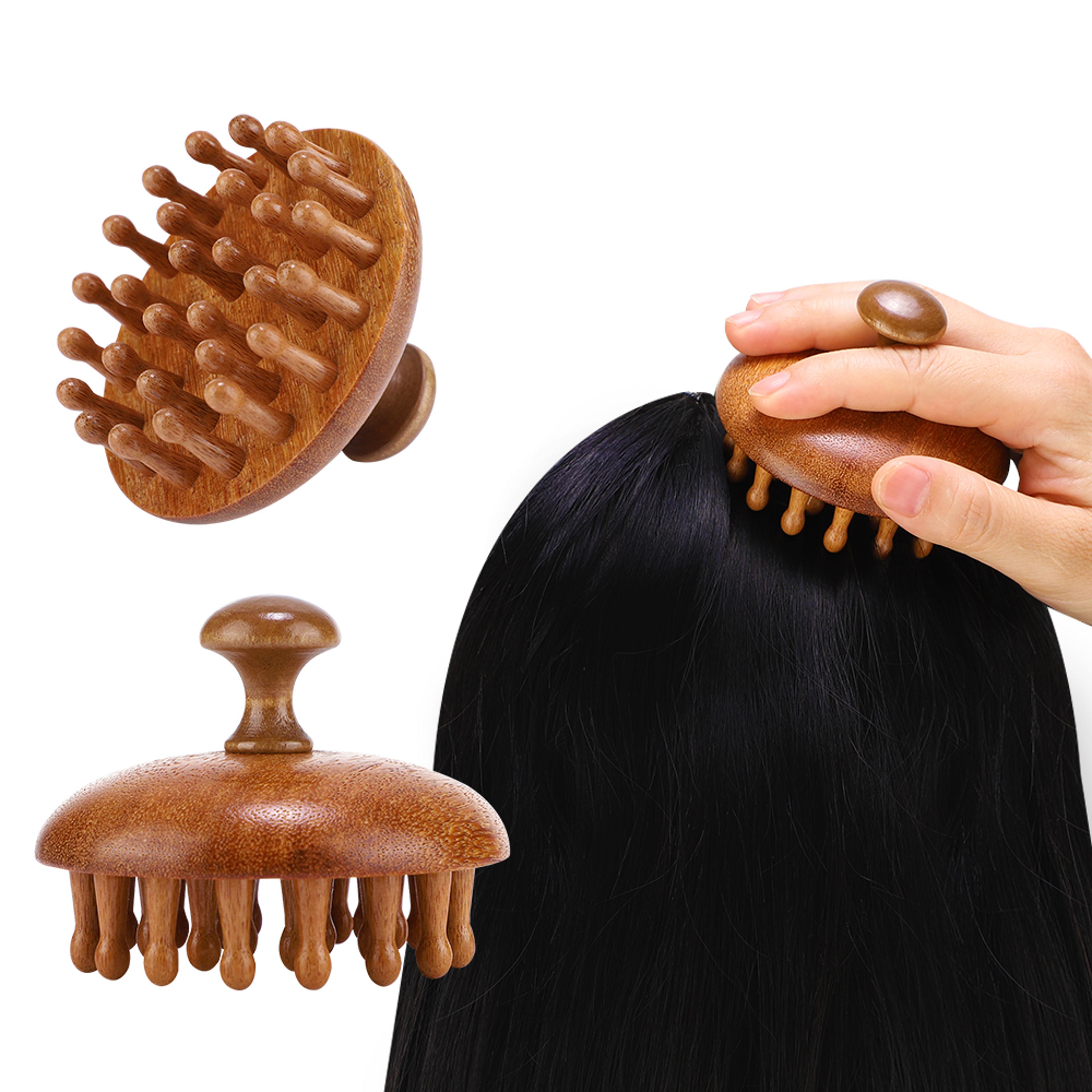 natural sandalwood scalp massage comb and gua sha body massager