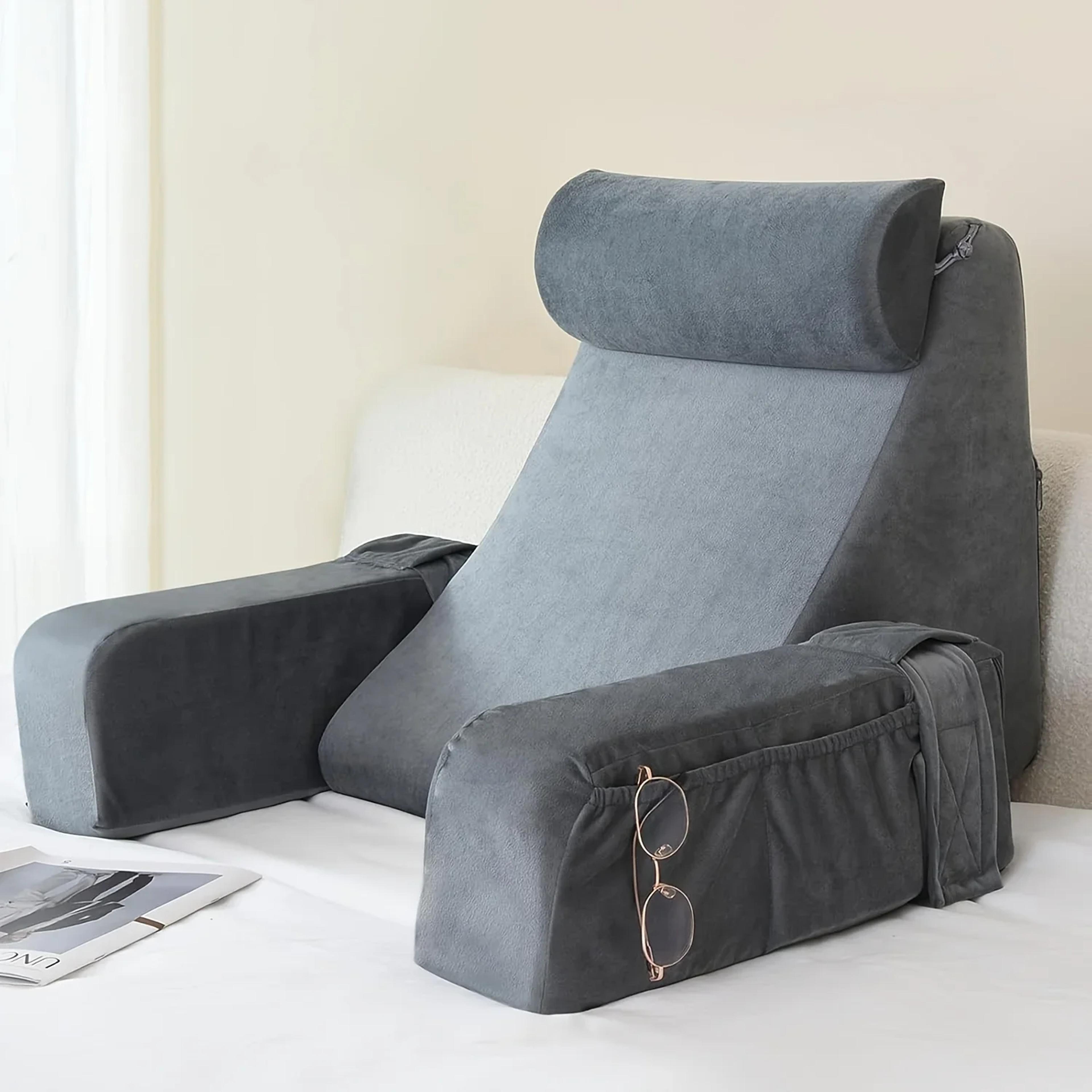 ergonomic reading pillow with armrests back support cushion for bed sofa gaming