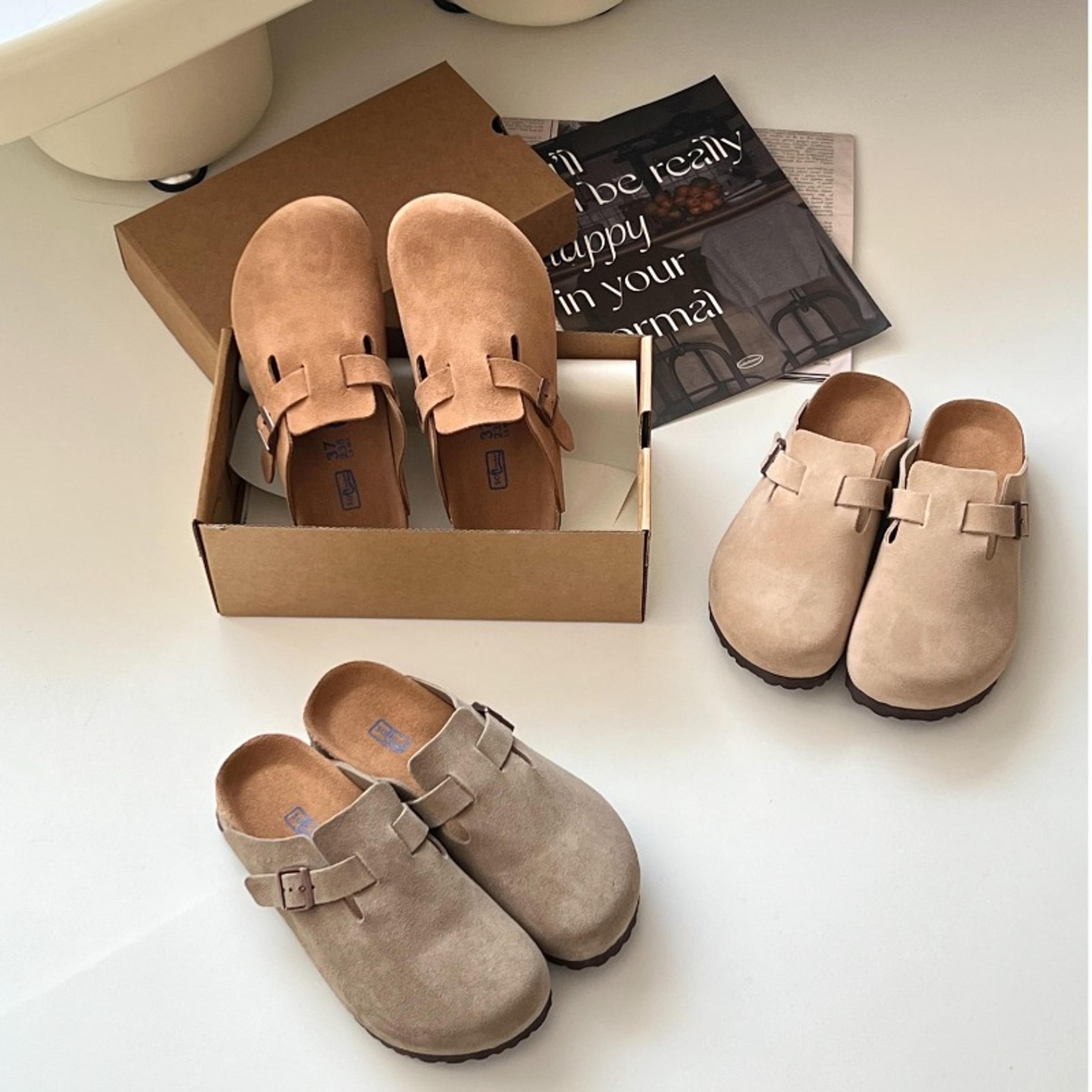 genuine leather boken slippers soft bottom unisex slip on shoes for indoor and outdoor comfort