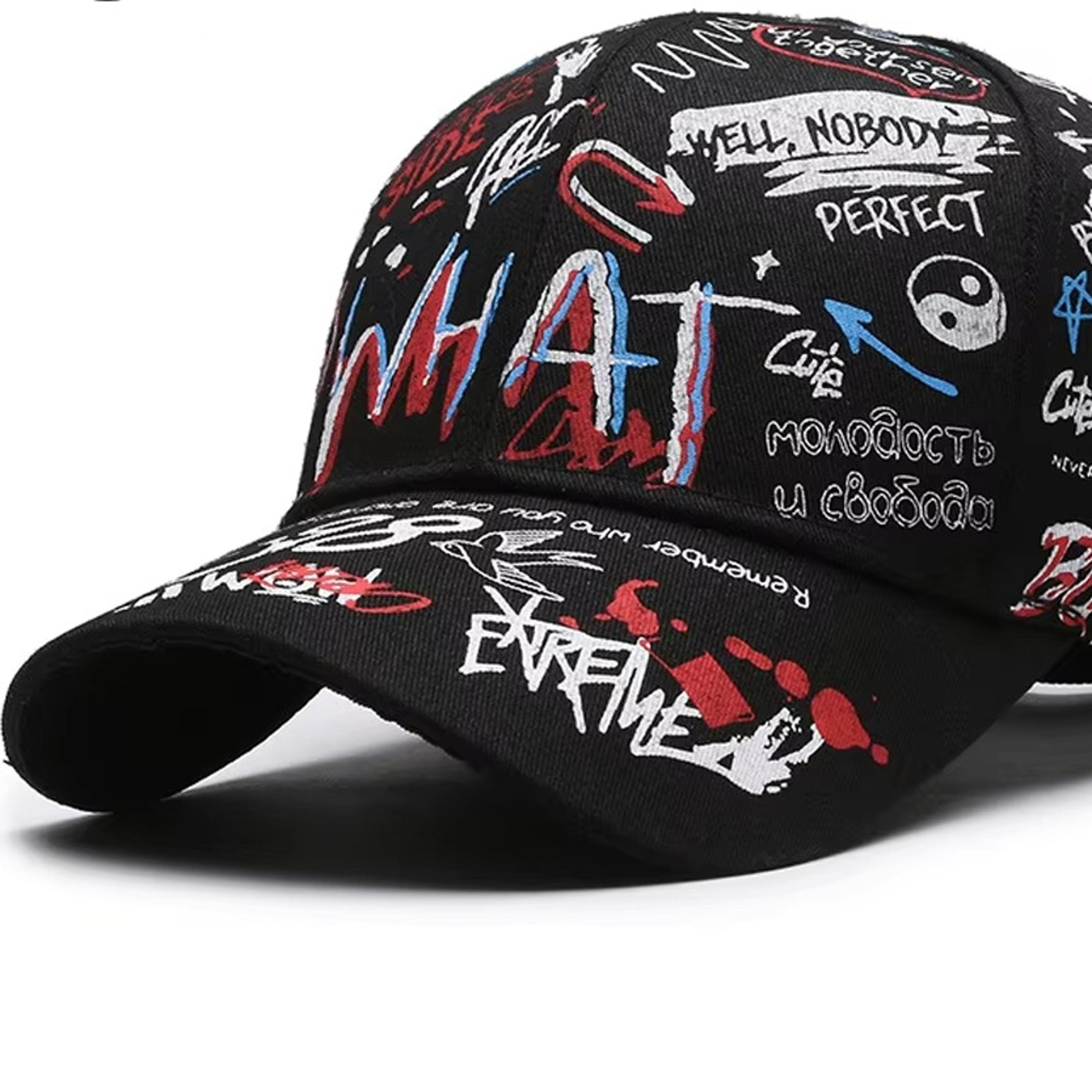 letter print baseball cap adjustable cotton streetwear hat for men and women