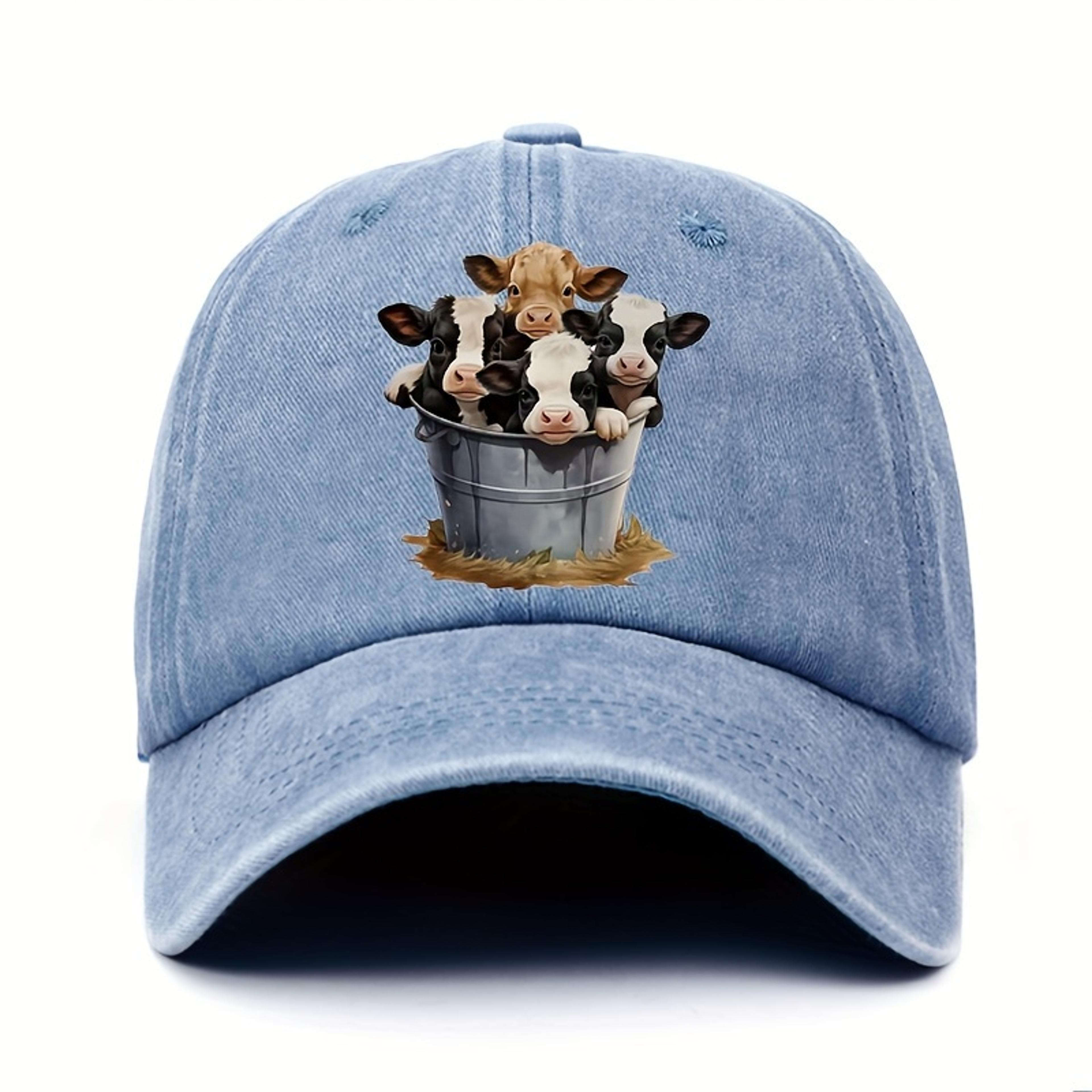 cute cow print baseball cap adjustable unisex sun protection hat