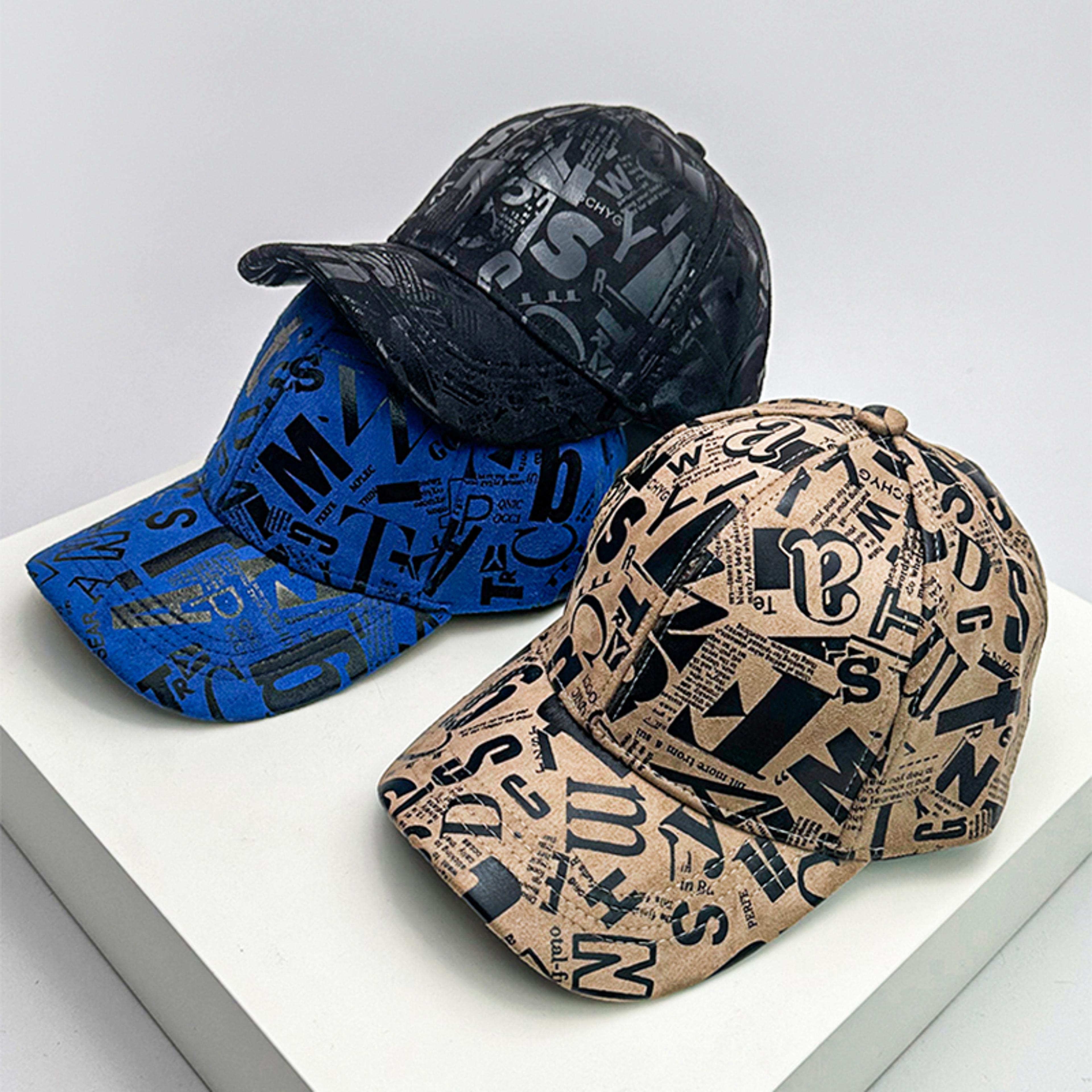 kpop vegan leather baseball cap graffiti streetwear sun hat for men and women