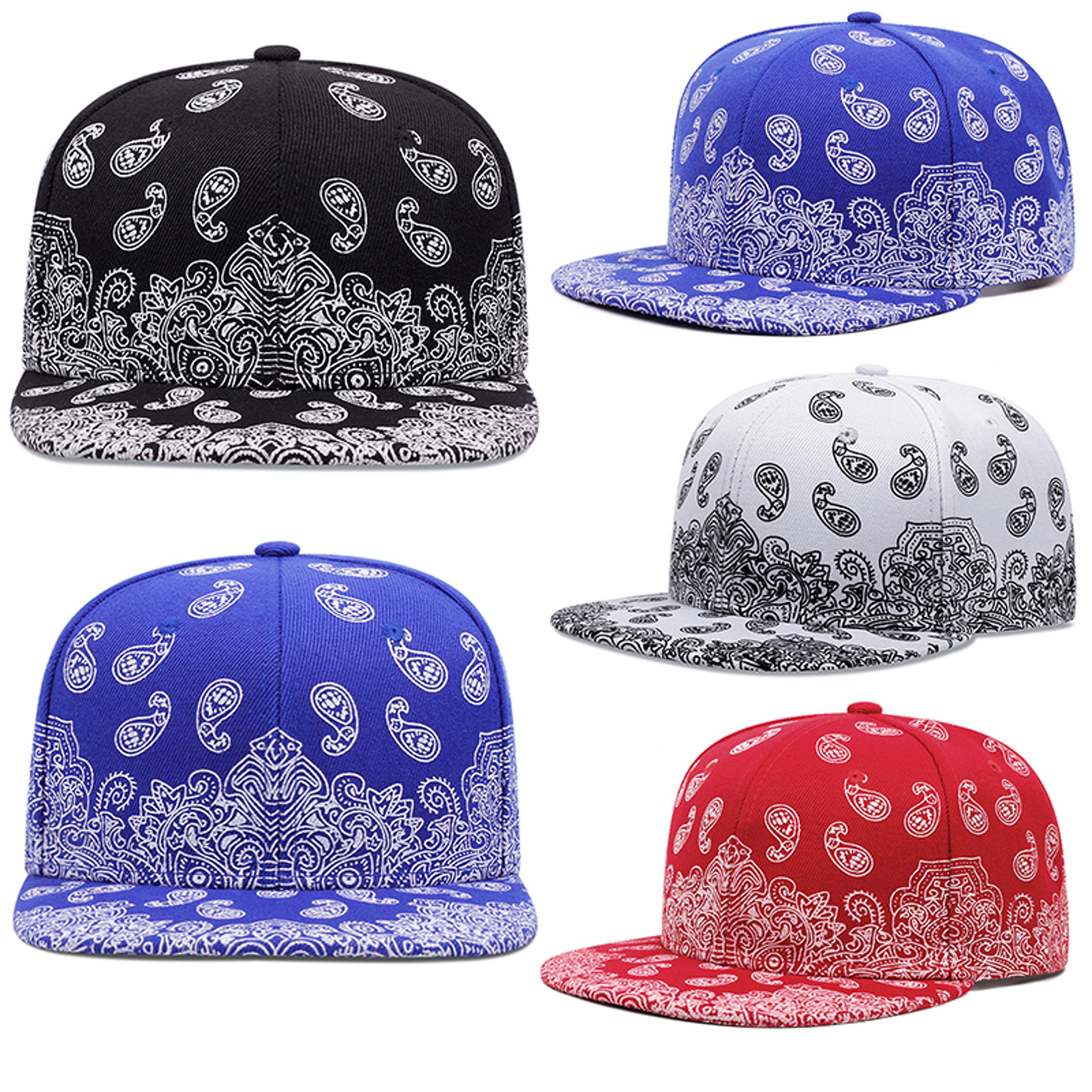 cashew flower flat brim snapback hat unisex hip hop baseball cap